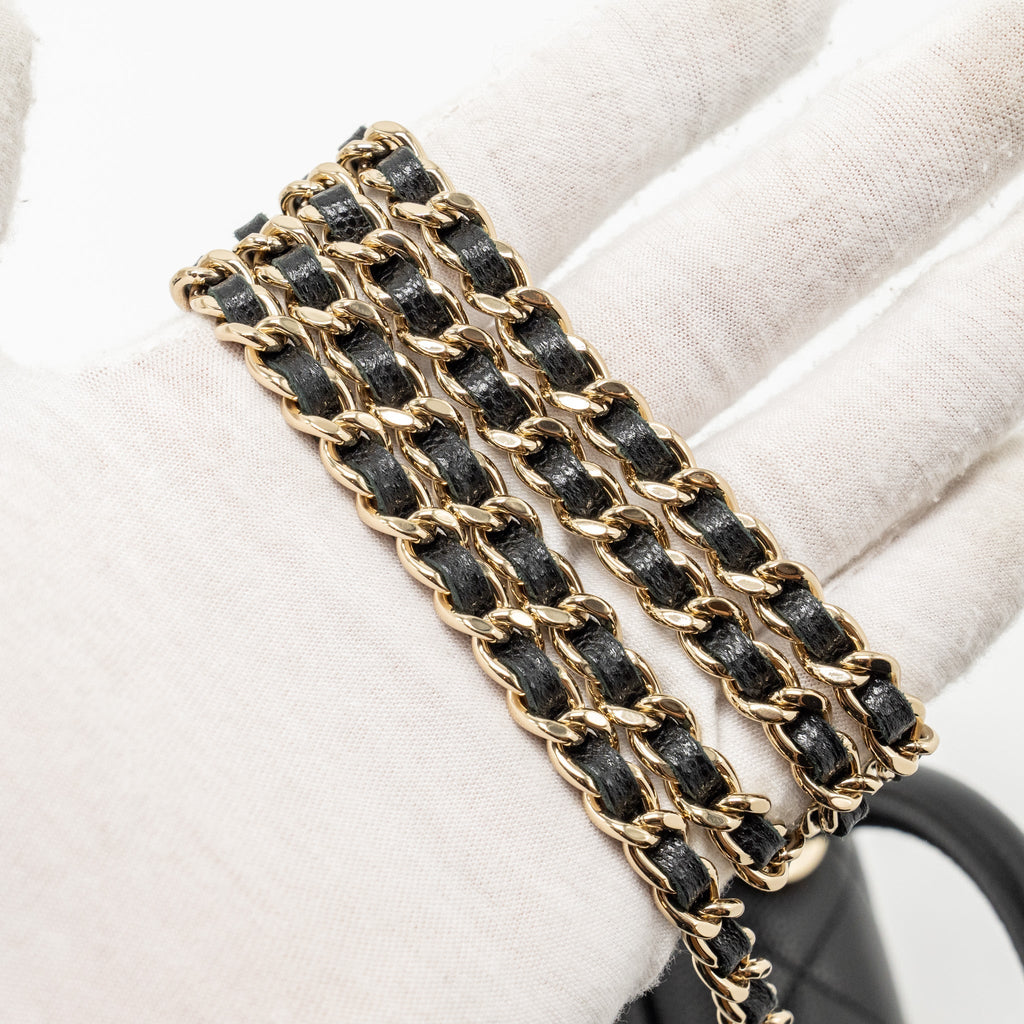 CHANEL COCO HANDLE CLUTCH WITH CHAIN CAVIAR BLACK LGHW (MICROCHIP)