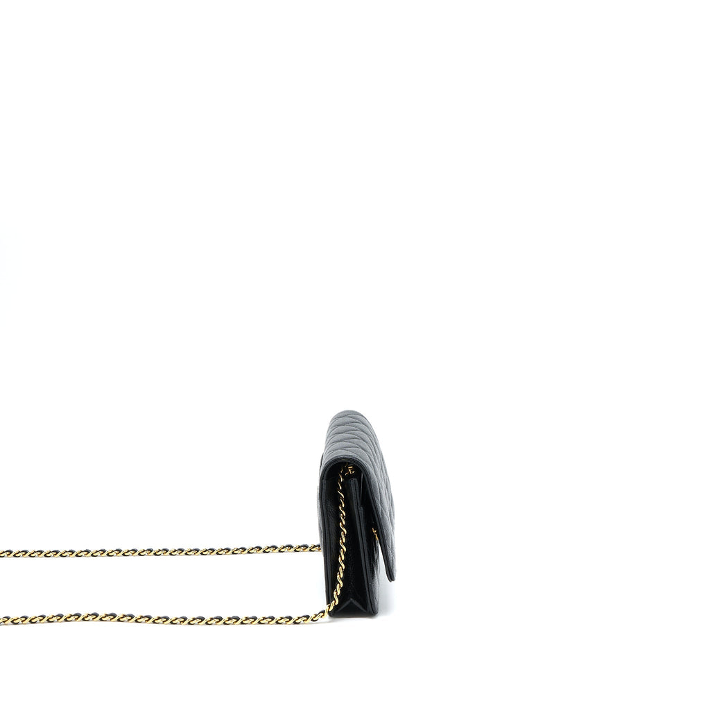 CHANEL CLASSIC WALLET ON CHAIN CAVIAR BLACK GHW (MICROCHIP)