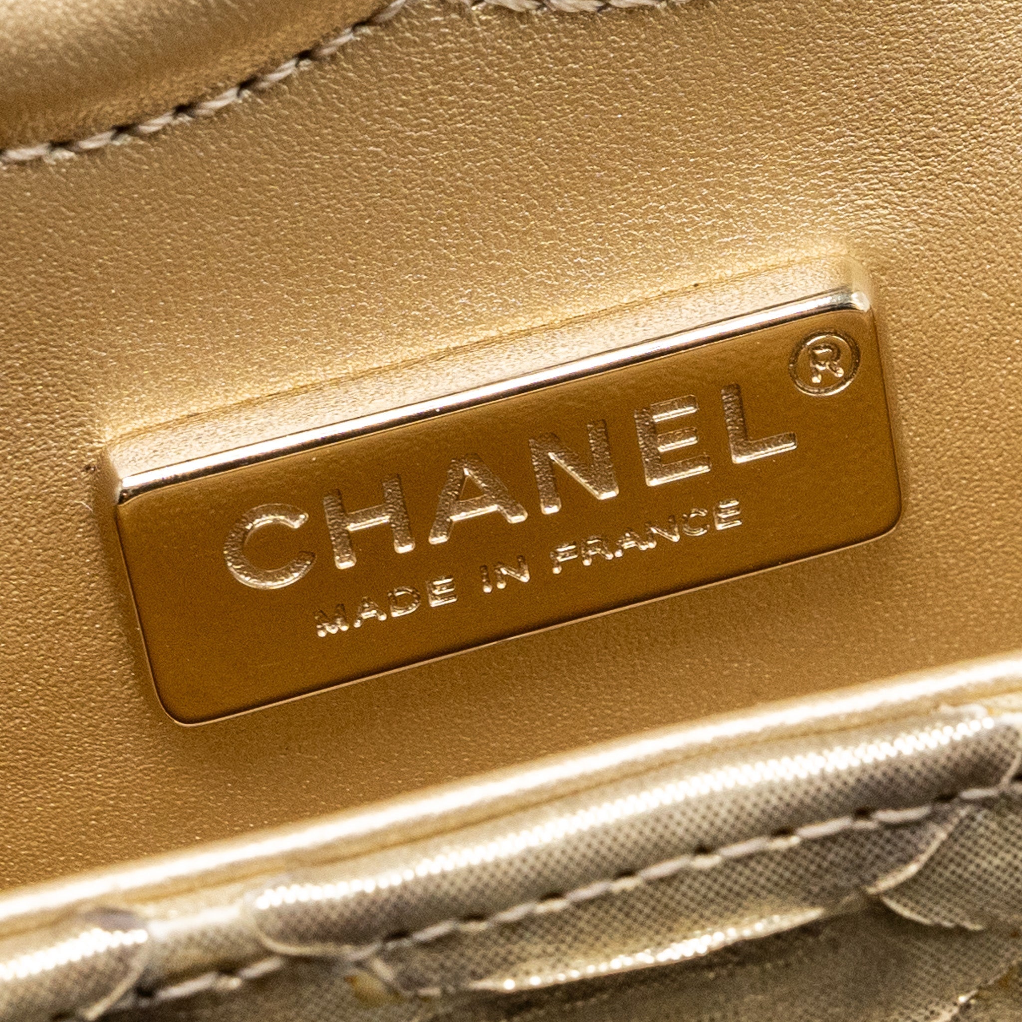 CHANEL MEDIUM CLASSIC DOUBLE FLAP BAG PYTHON GOLD GHW