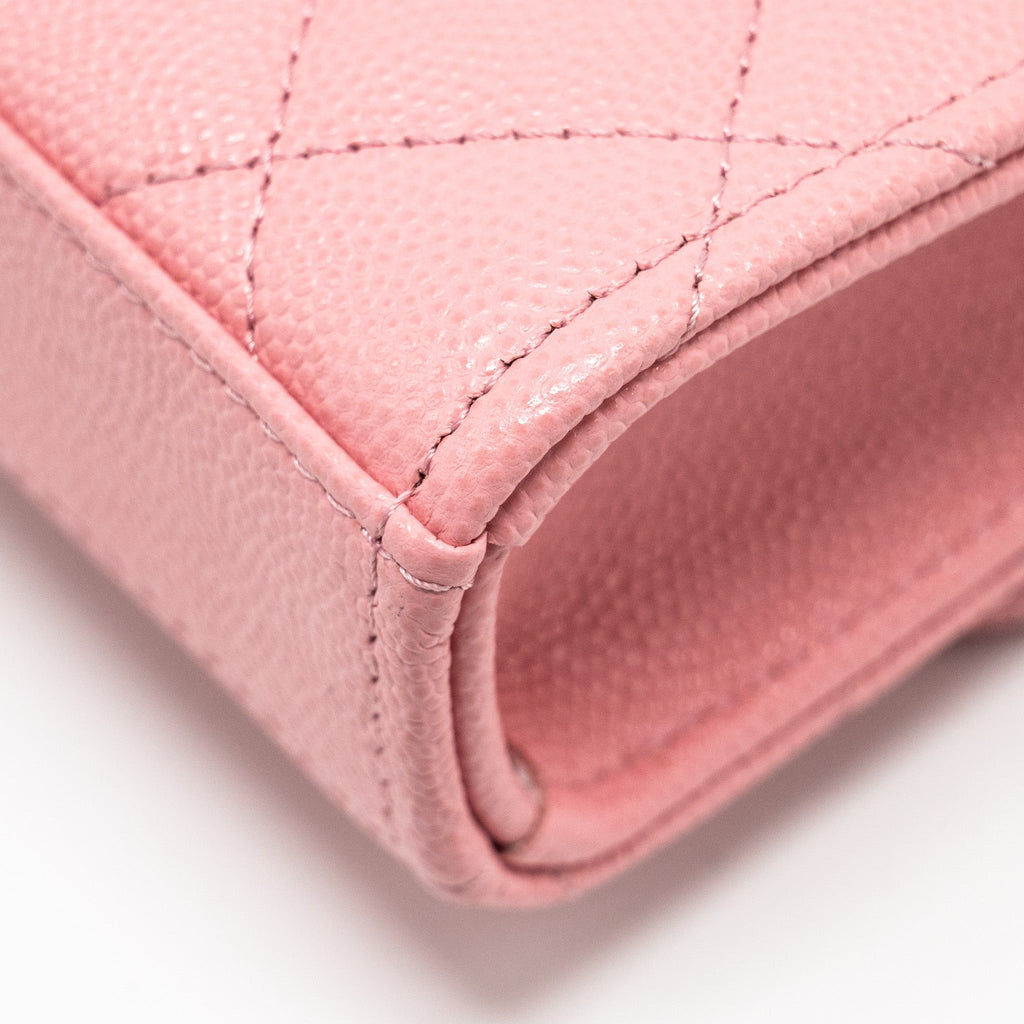 CHANEL MINI FLAP BAG WITH CHAIN HANDLE CAVIAR PINK GHW (MICROCHIP)