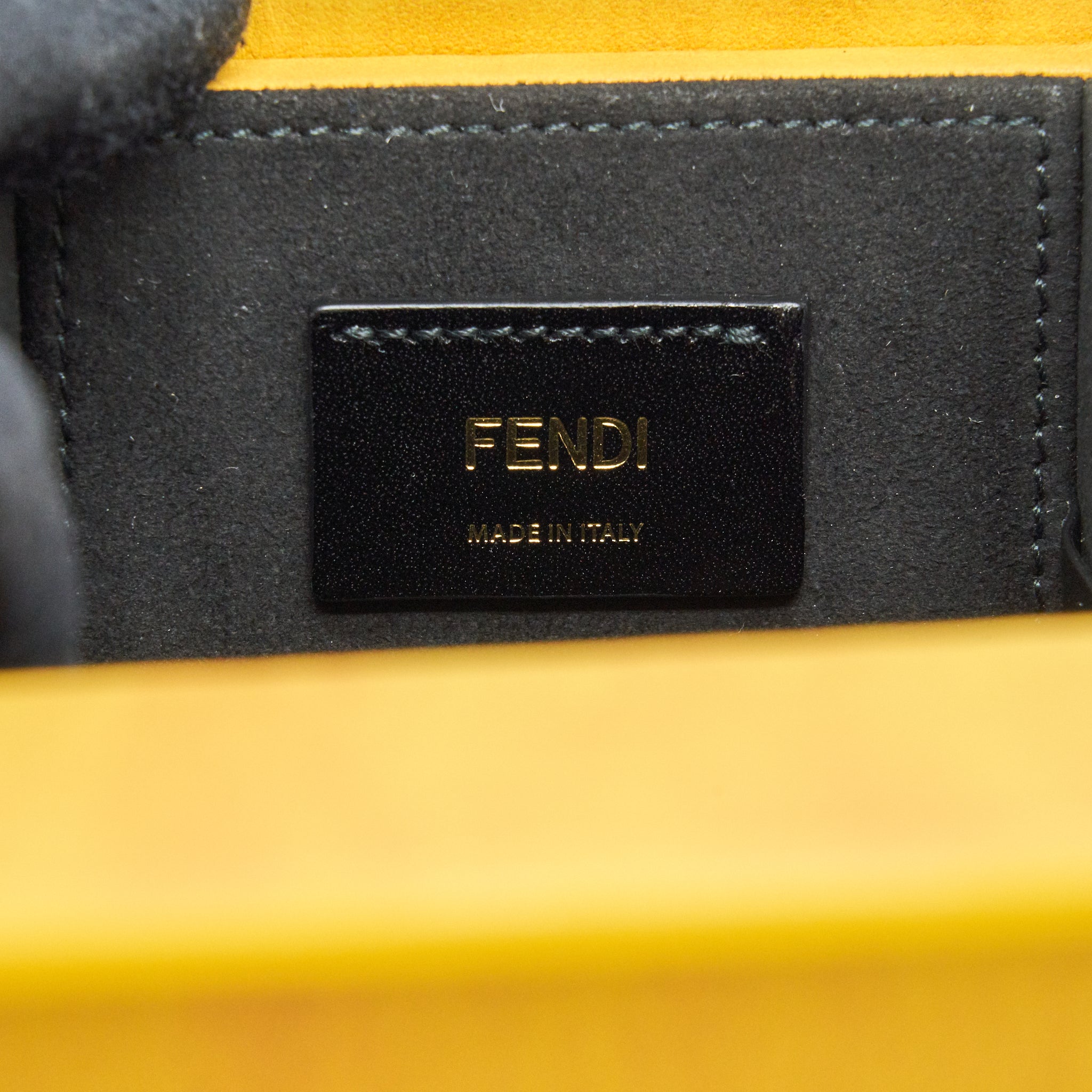 FENDI VERTICAL BOX SHOULDER BAG YELLOW/ BLACK