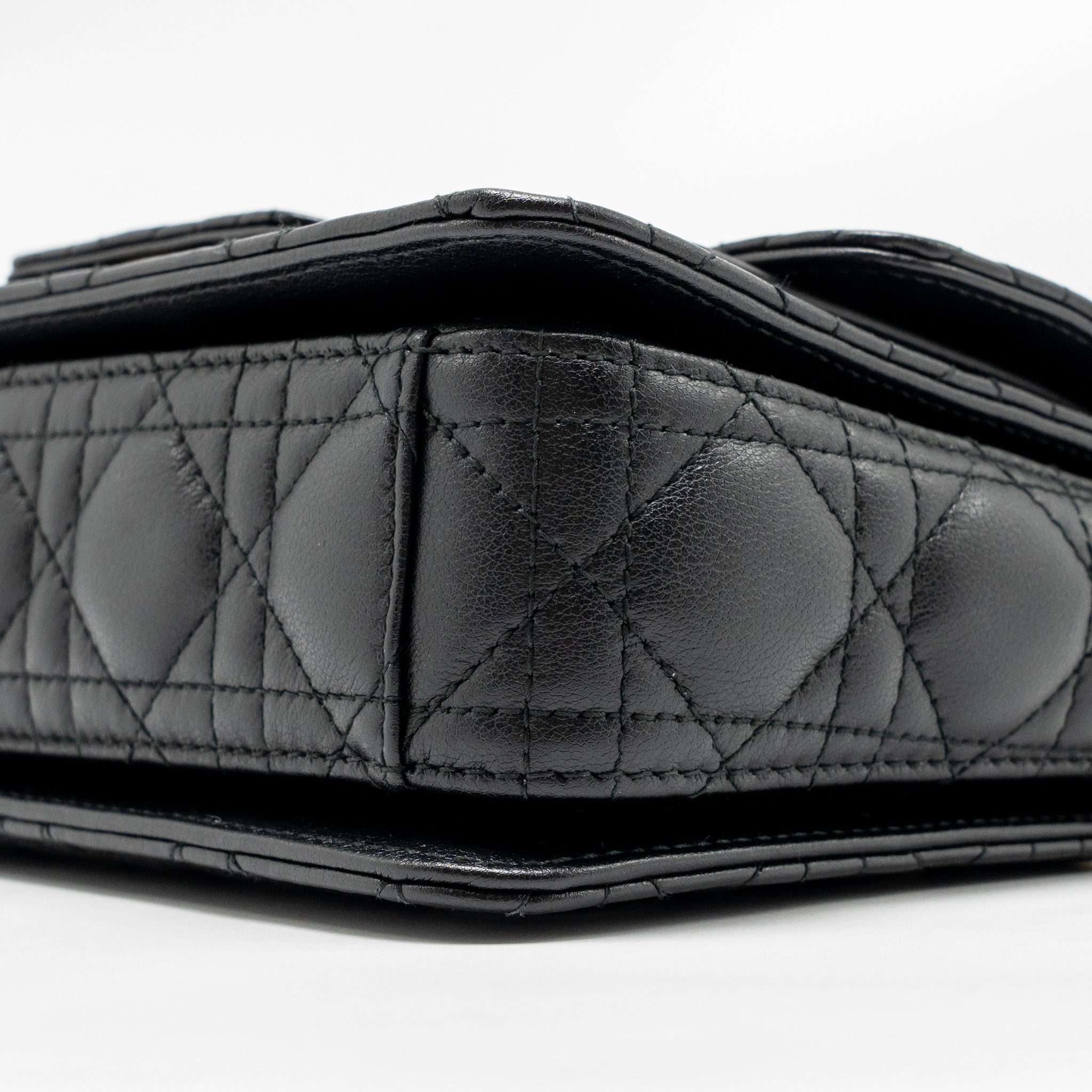 DIOR SMALL DIOR JOLIE TOP HANDLE BAG CANNAGE CALFSKIN BLACK GHW