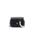 CHANEL LOGO PEARL CHAIN MINI FLAP BAG GHW