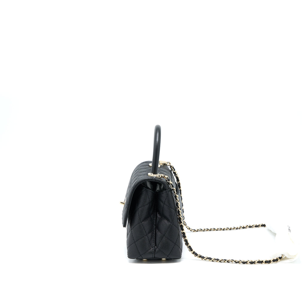 CHANEL SMALL COCO HANDLE CAVIAR BLACK LGHW (MICROCHIP)