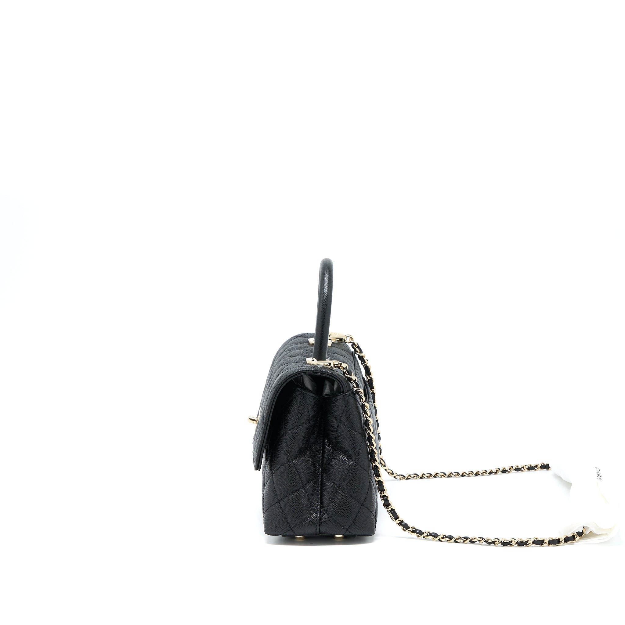 CHANEL SMALL COCO HANDLE CAVIAR BLACK LGHW (MICROCHIP)