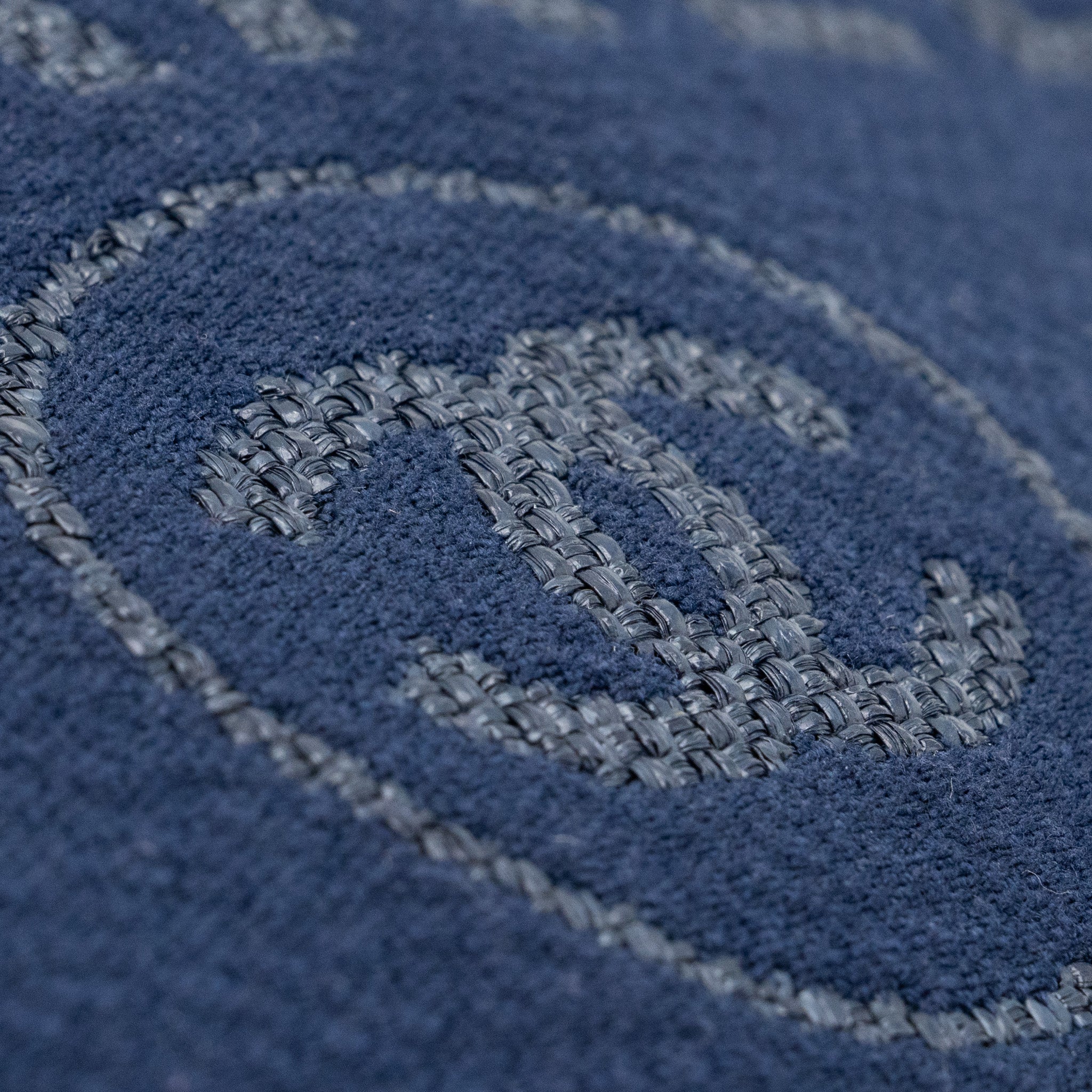 CHANEL SMALL DEAUVILLE TOTE BAG CANVAS NAVY SHW (MICROCHIP)