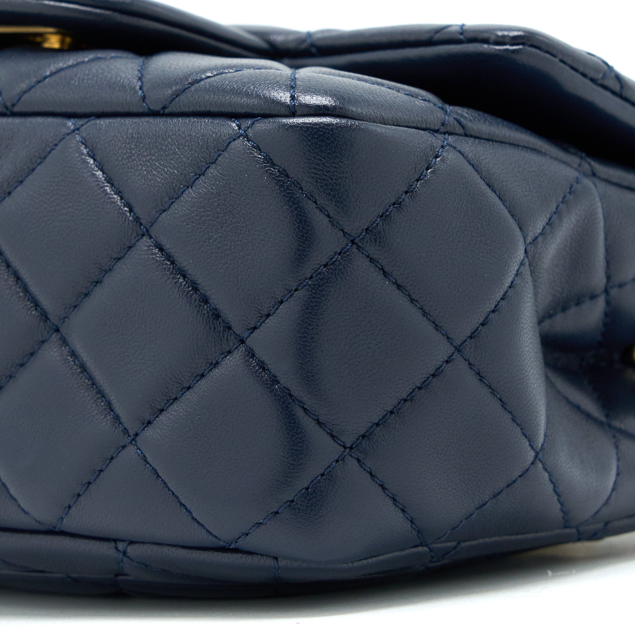 CHANEL PEARL CRUSH MINI SQUARE LAMBSKIN NAVY BRUSHED GHW