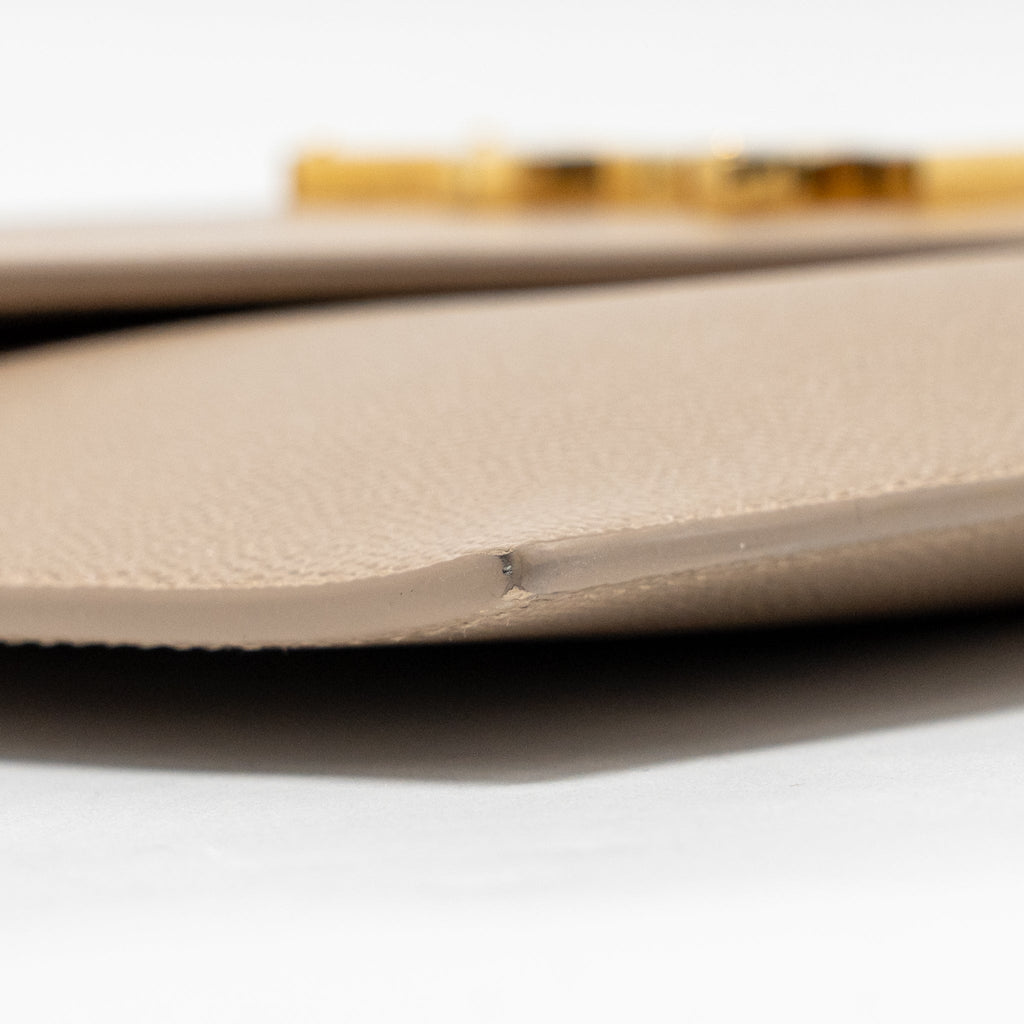 SAINT LAURENT UPTOWN CLUTCH GRAINED CALFSKIN BEIGE GHW
