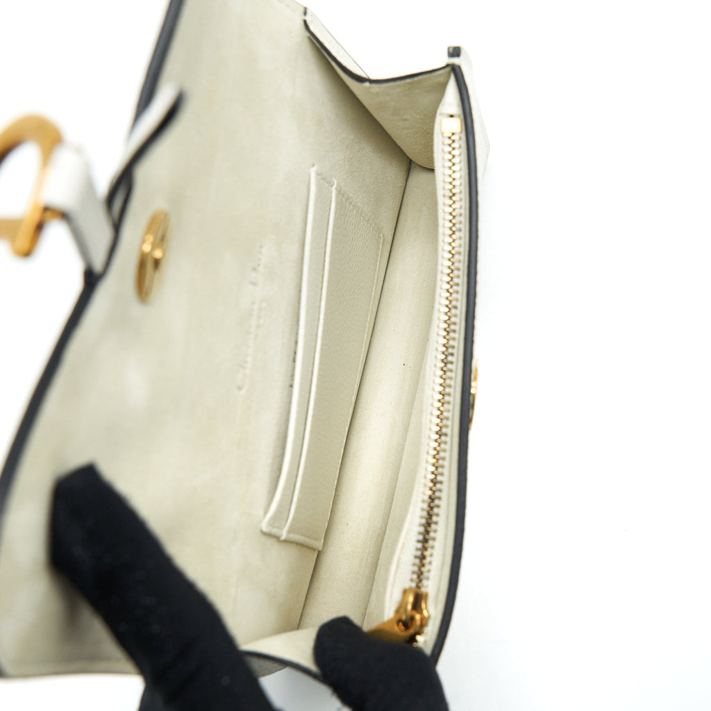 DIOR SADDLE BELT BAG GRAINED CALFSKIN WHITE GHW