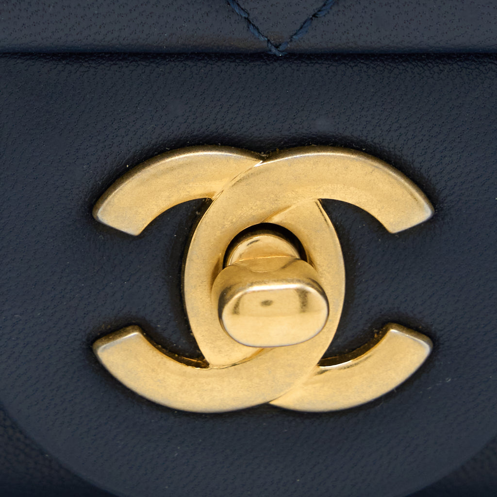 CHANEL PEARL CRUSH MINI SQUARE LAMBSKIN NAVY BRUSHED GHW