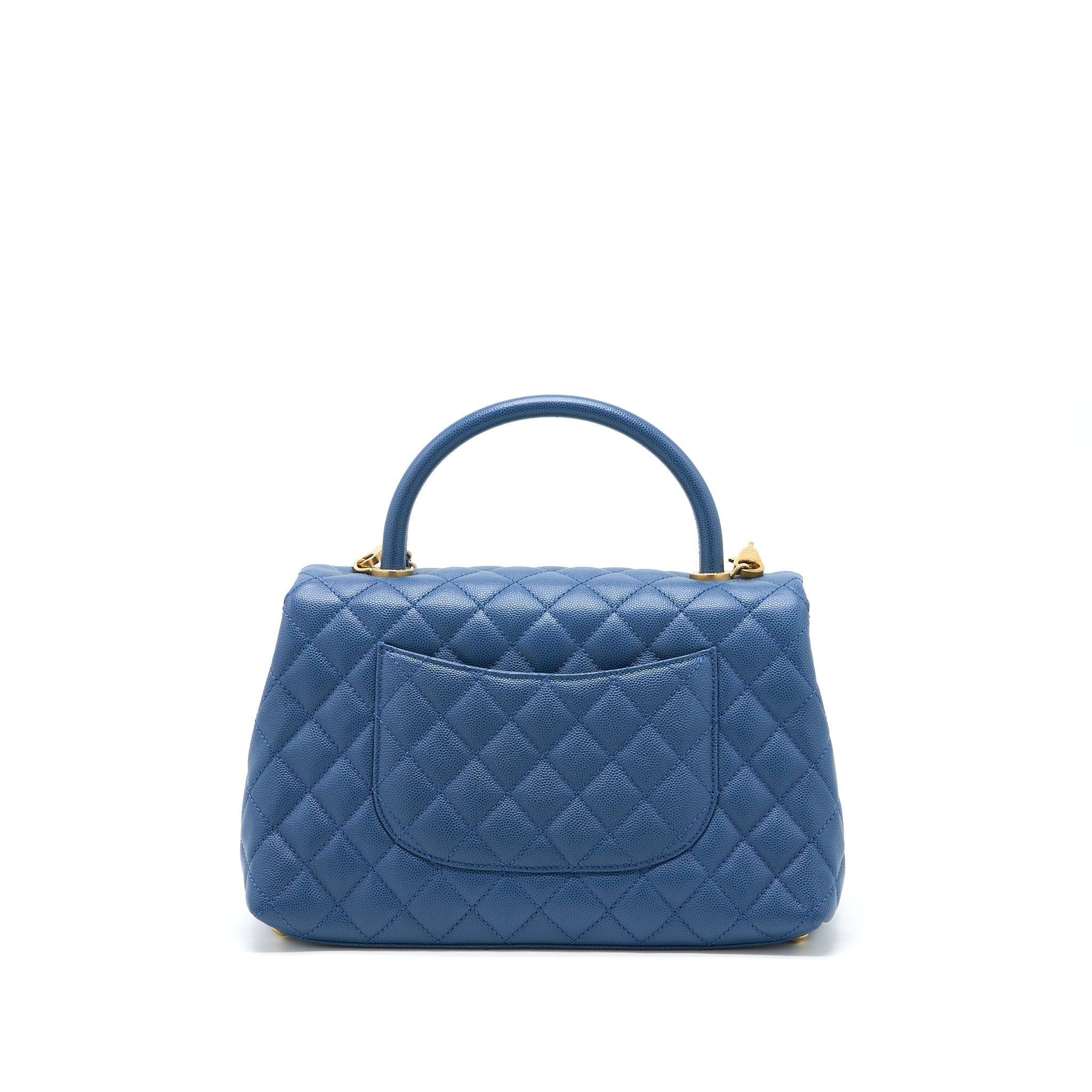 CHANEL MEDIUM COCO HANDLE FLAP BAG CAVIAR BLUE GHW