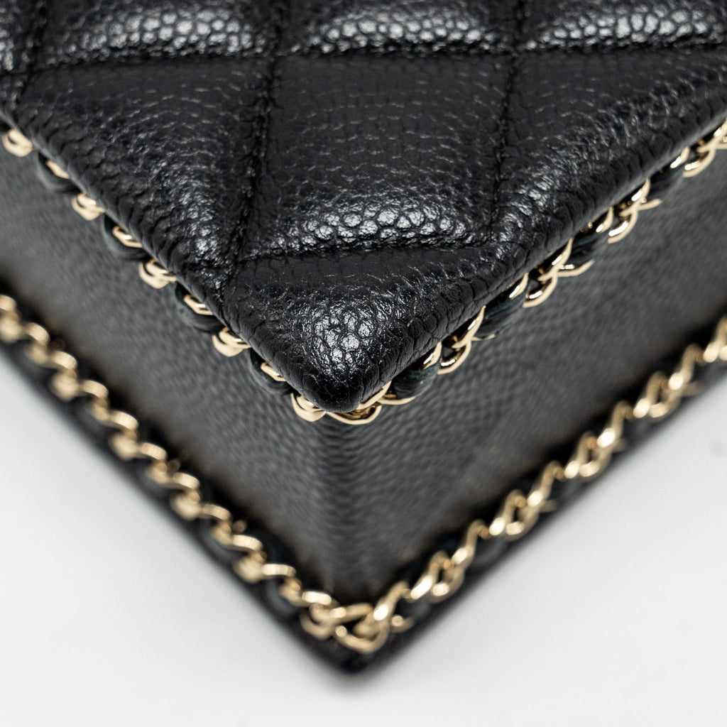 CHANEL QUILTED EVENING BOX BAG CAVIAR BLACK LGHW (MICROCHIP)