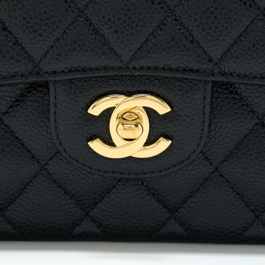 CHANEL SMALL CLASSIC FLAP BAG CAVIAR BLACK GHW(MICROCHIP)