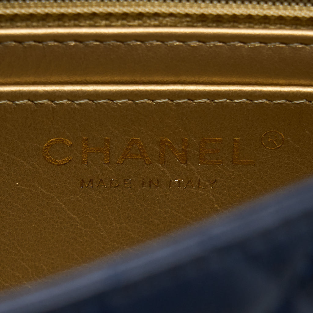 CHANEL PEARL CRUSH MINI SQUARE LAMBSKIN NAVY BRUSHED GHW
