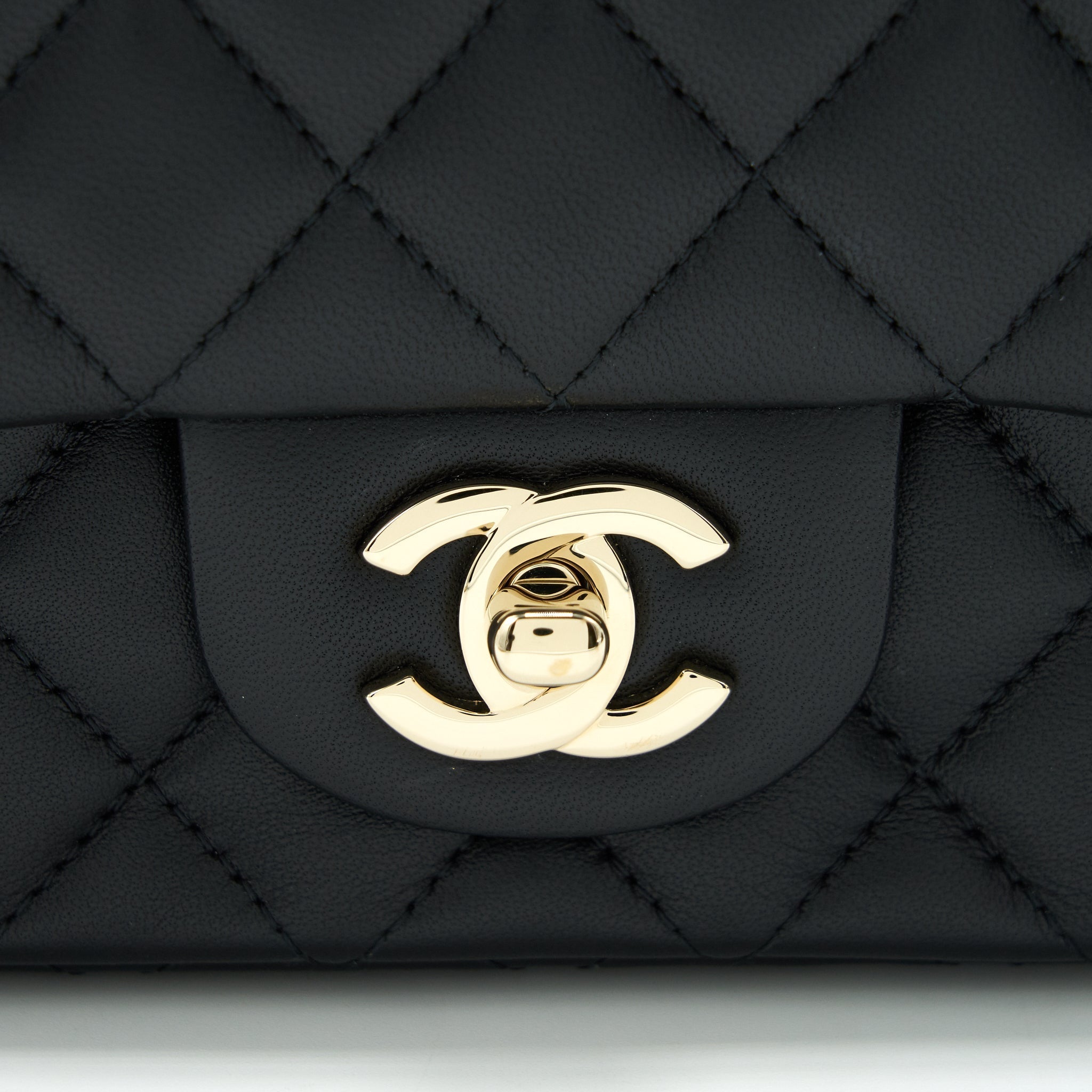 CHANEL MINI SQUARE FLAP BAG BLACK LAMBSKIN LGHW