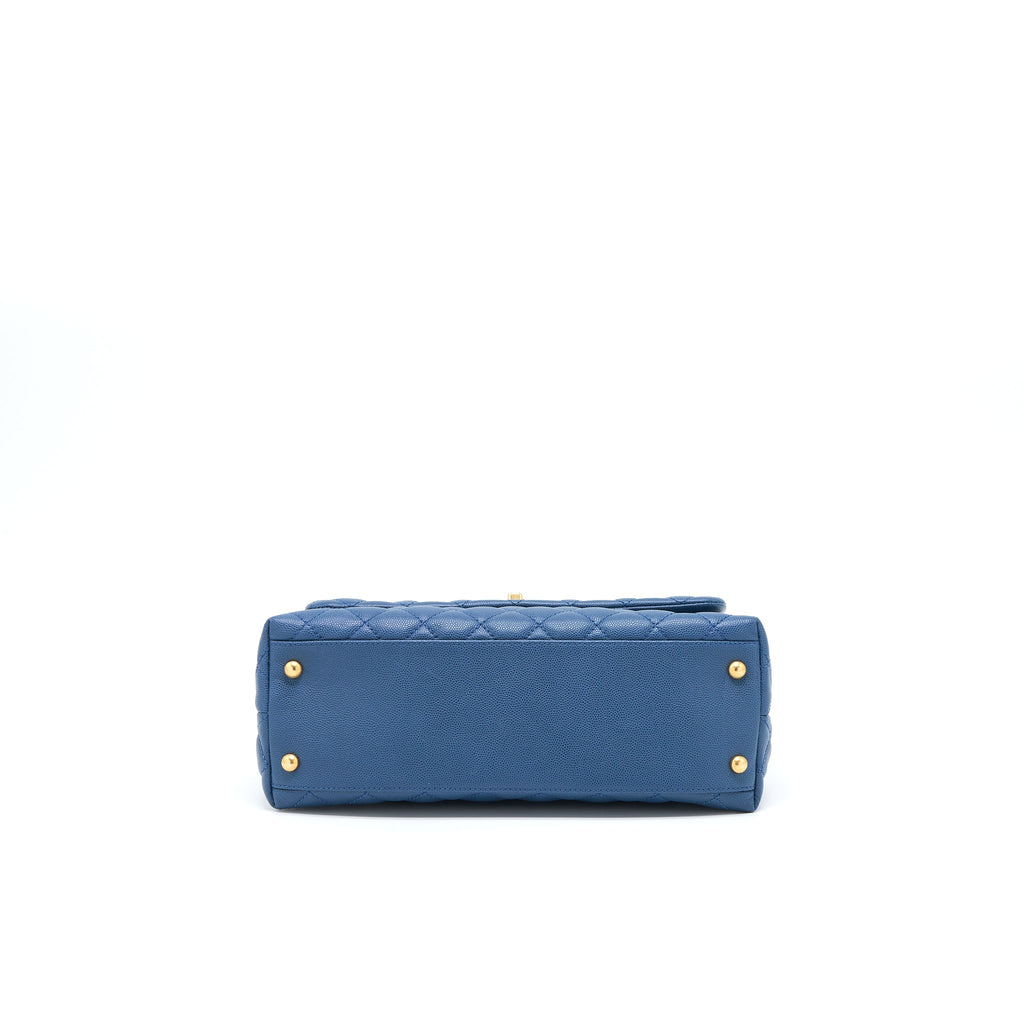 CHANEL MEDIUM COCO HANDLE FLAP BAG CAVIAR BLUE GHW