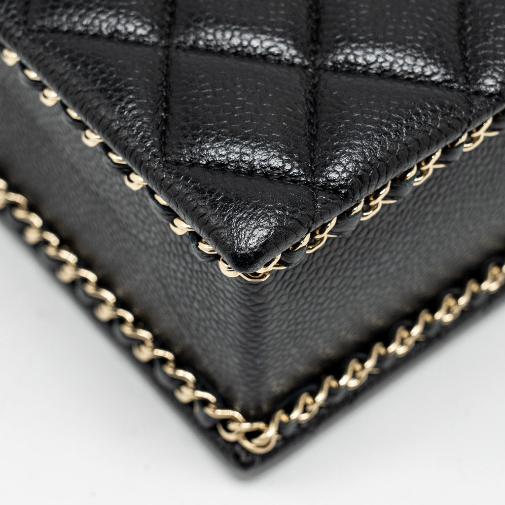 CHANEL QUILTED EVENING BOX BAG CAVIAR BLACK LGHW (MICROCHIP)