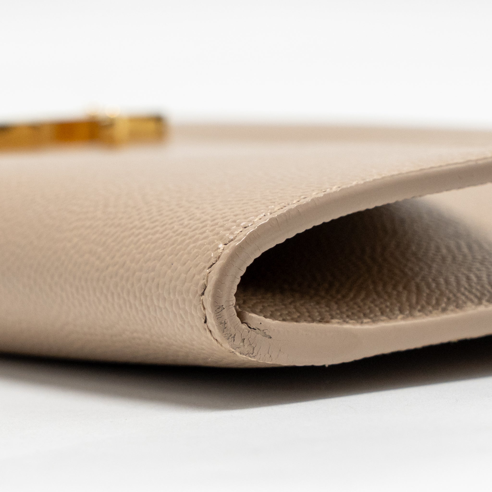 SAINT LAURENT UPTOWN CLUTCH GRAINED CALFSKIN BEIGE GHW