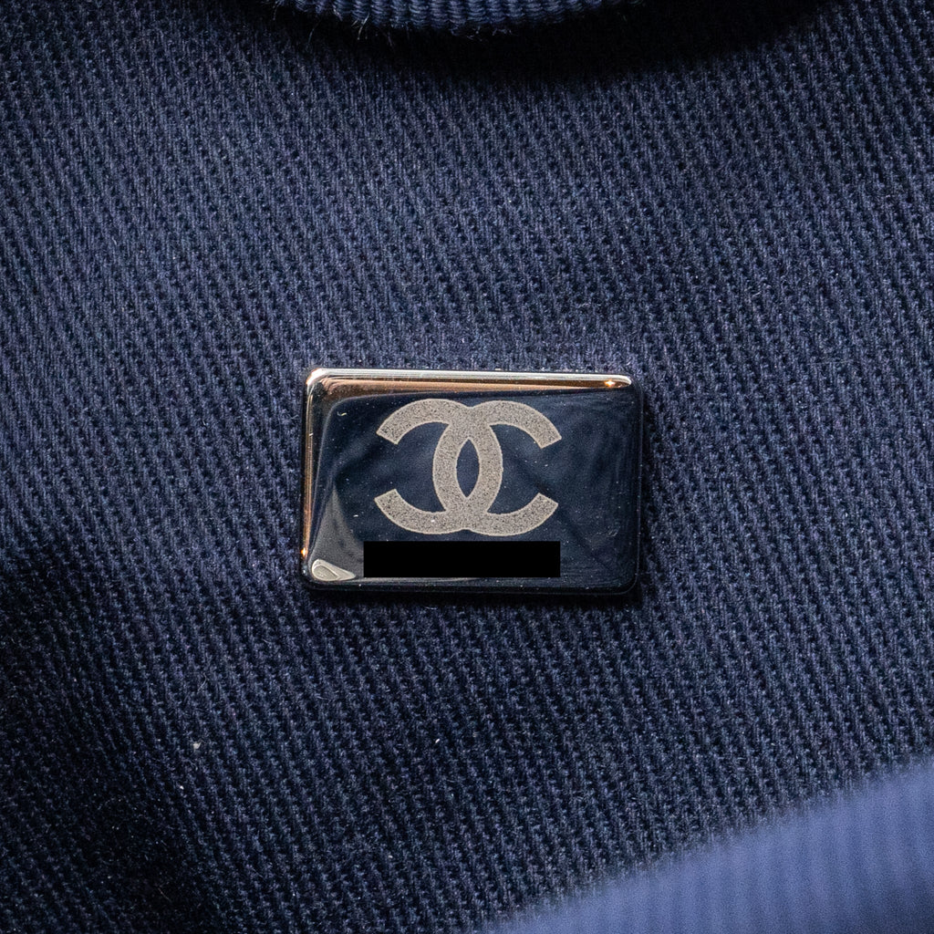 CHANEL SMALL DEAUVILLE TOTE BAG CANVAS NAVY SHW (MICROCHIP)