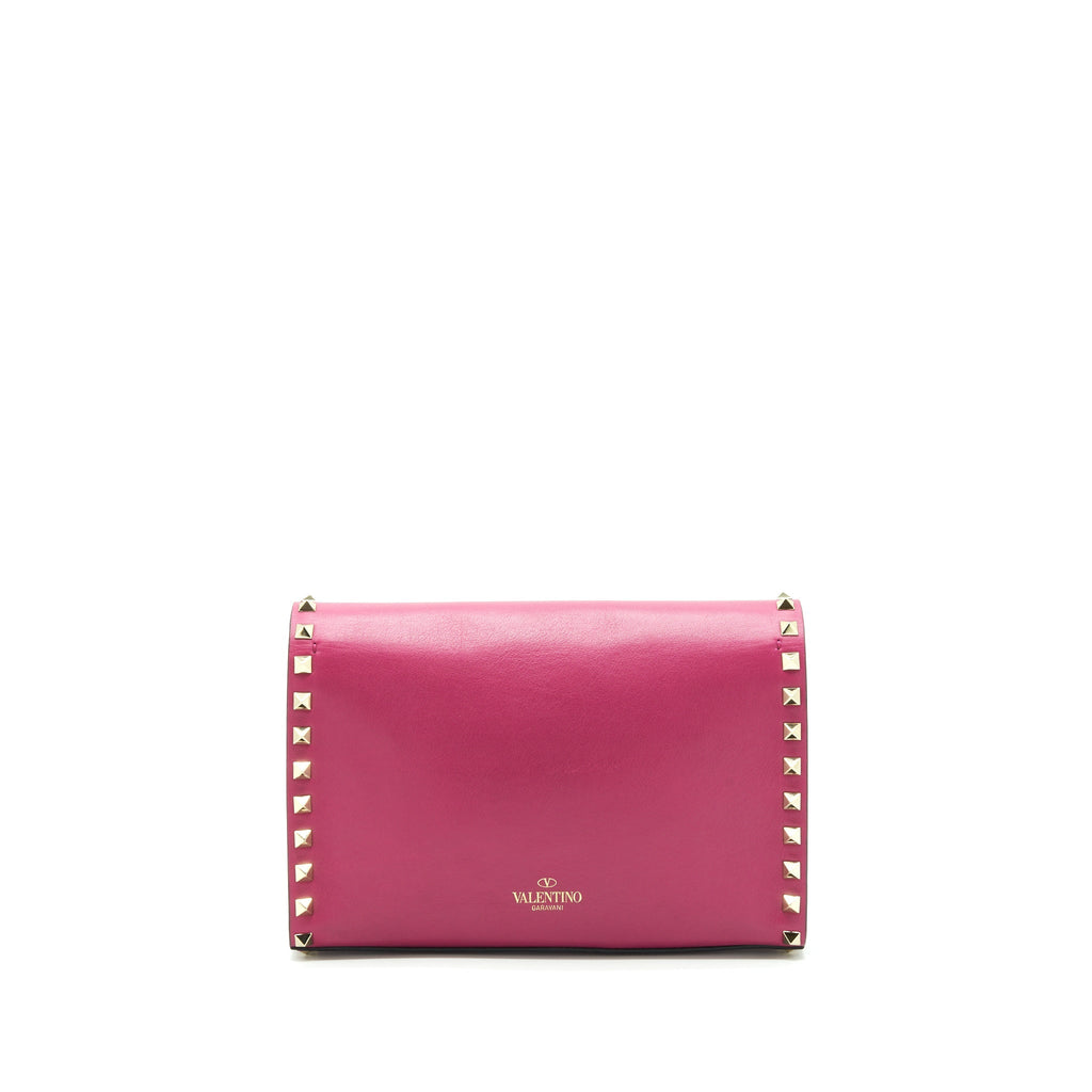 VALENTINO ROCKSTUD FLAP BAG DARK PINK LGHW