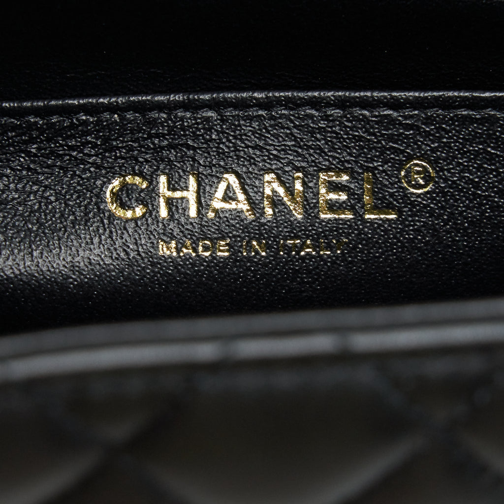 CHANEL MINI SQUARE FLAP BAG BLACK LAMBSKIN LGHW