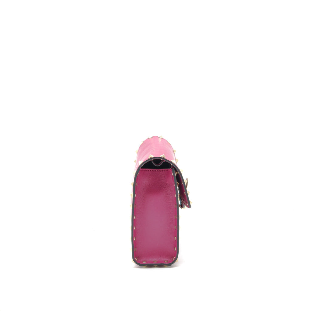 VALENTINO ROCKSTUD FLAP BAG DARK PINK LGHW