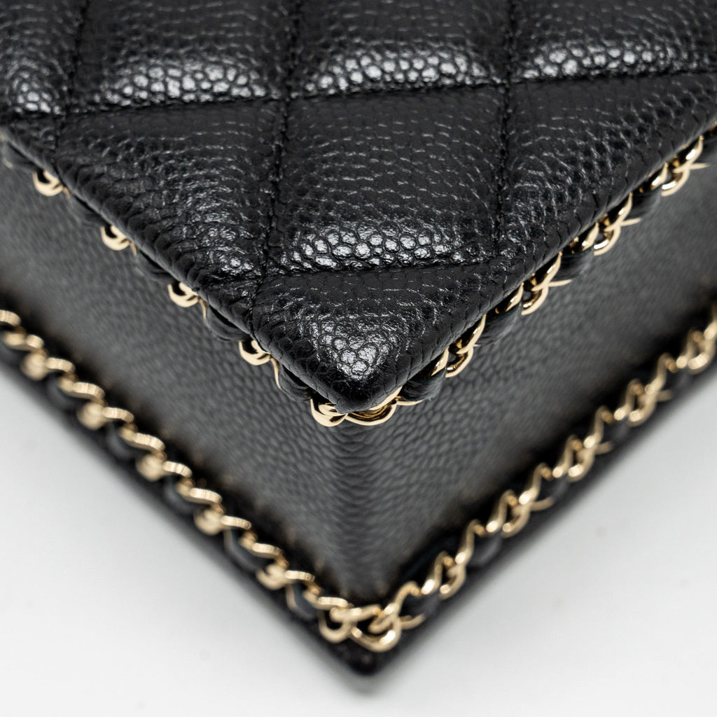 CHANEL QUILTED EVENING BOX BAG CAVIAR BLACK LGHW (MICROCHIP)