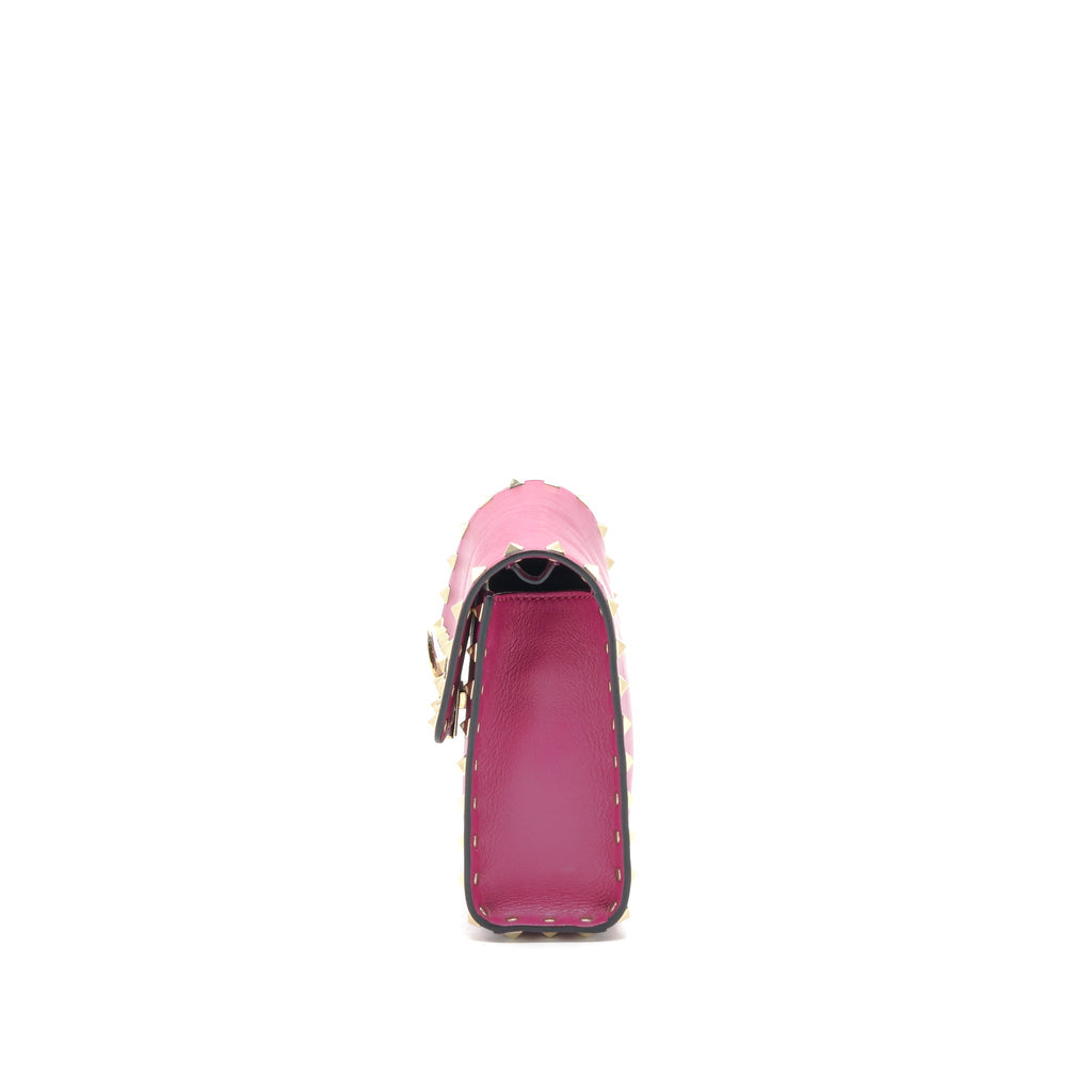 VALENTINO ROCKSTUD FLAP BAG DARK PINK LGHW