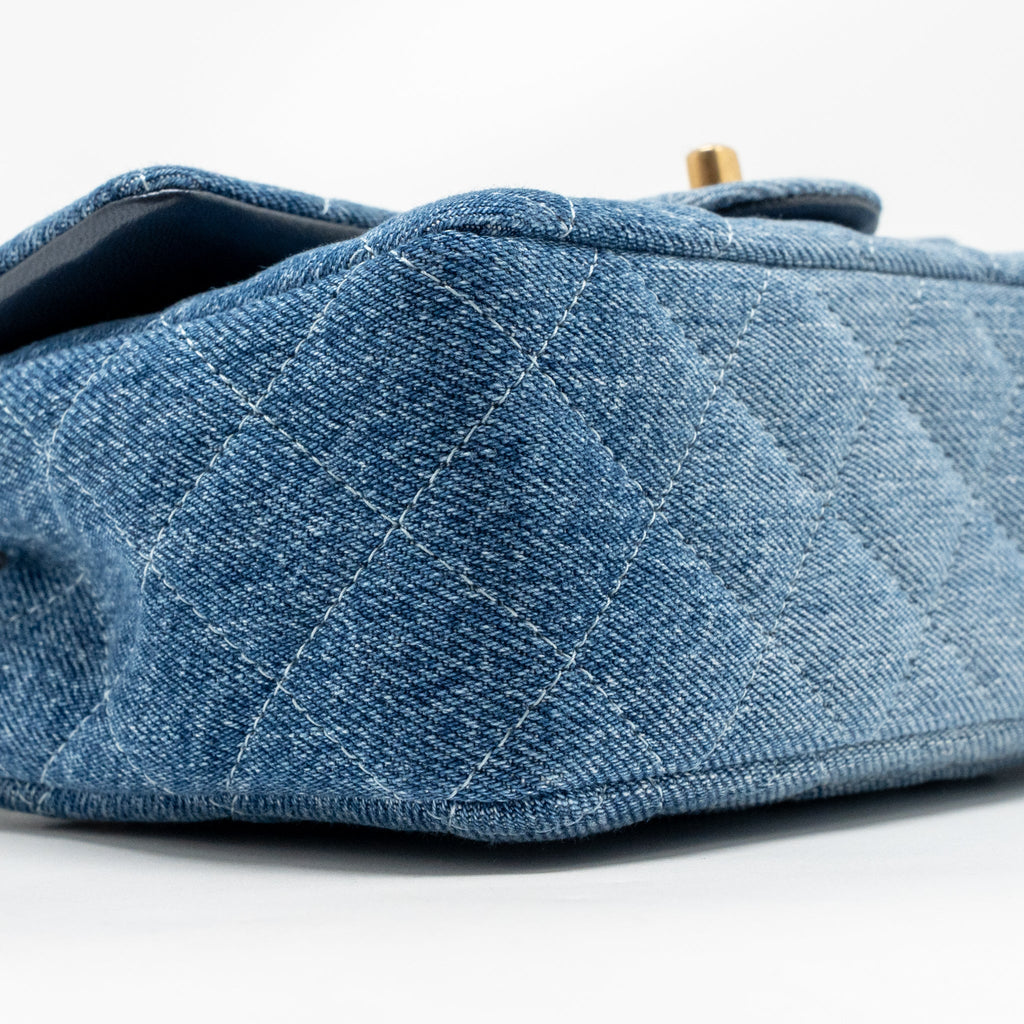CHANEL MINI RECTANGULAR FLAP BAG DENIM BLUE GHW (MICROCHIP)