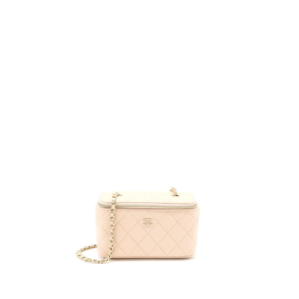 CHANEL LONG VANITY CASE CAVIAR LIGHT BEIGE LGHW