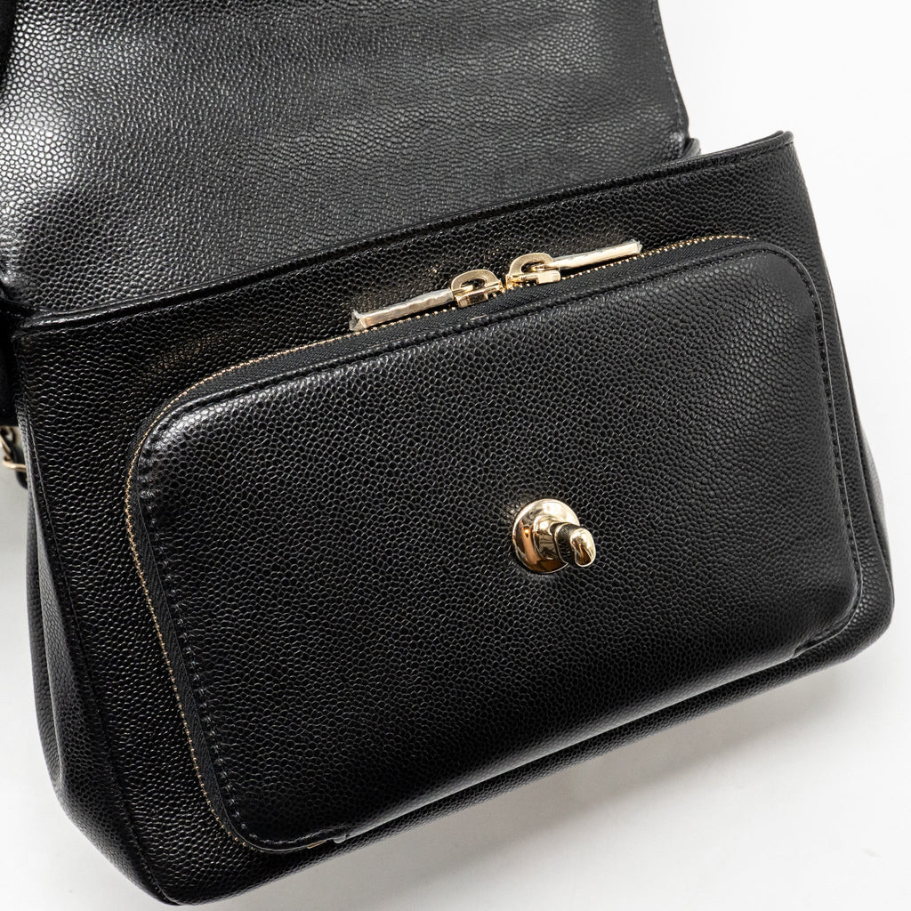 CHANEL MEDIUM BUSINESS AFFINITY CAVIAR BLACK LGHW (MICROCHIP)