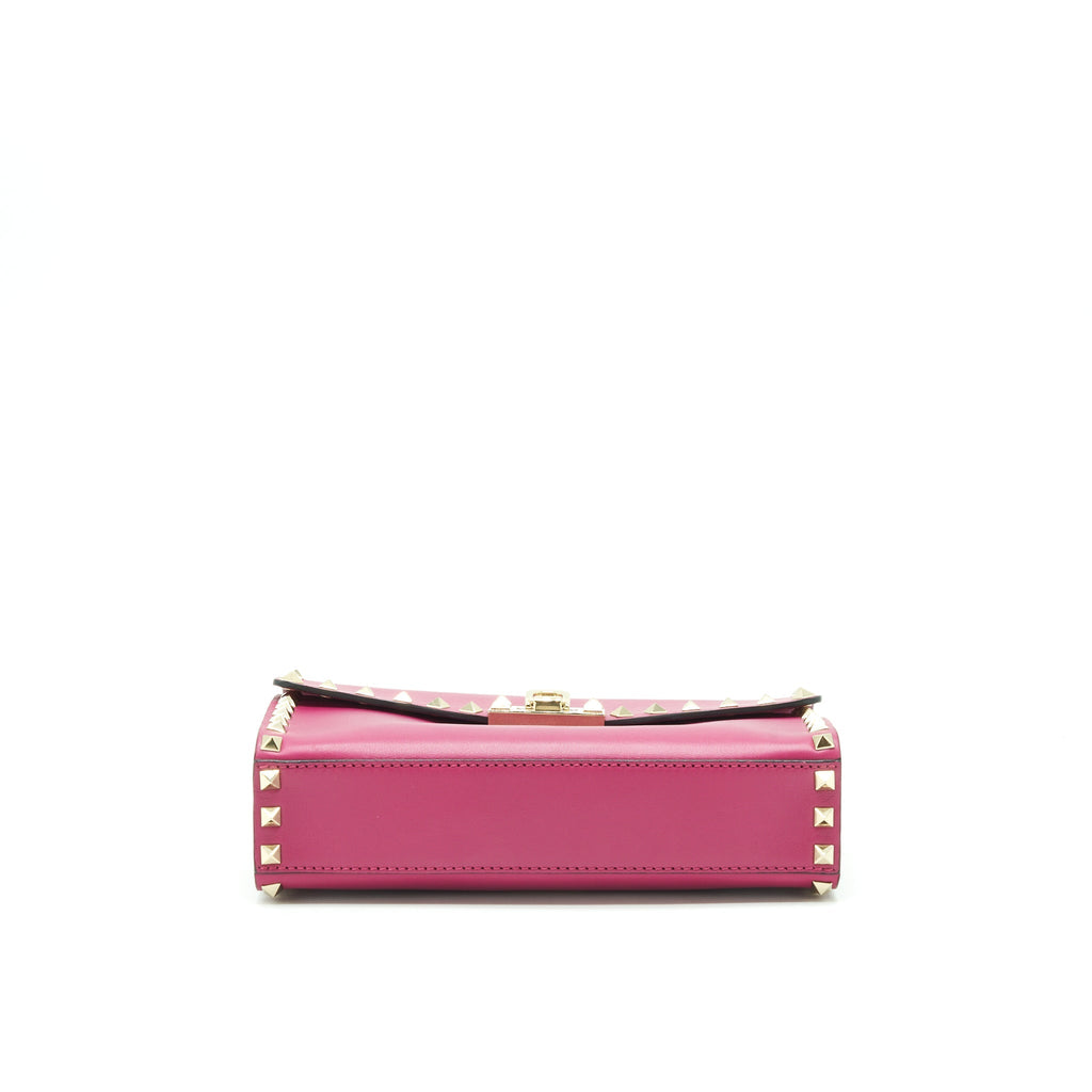 VALENTINO ROCKSTUD FLAP BAG DARK PINK LGHW