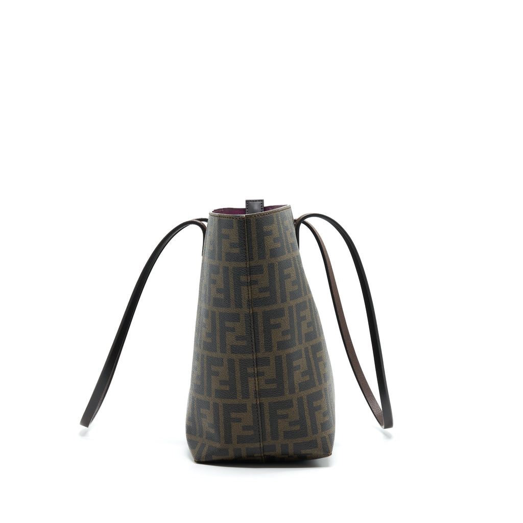 FENDI MONOGRAM LEATHER SHOPPER TOTE BAG