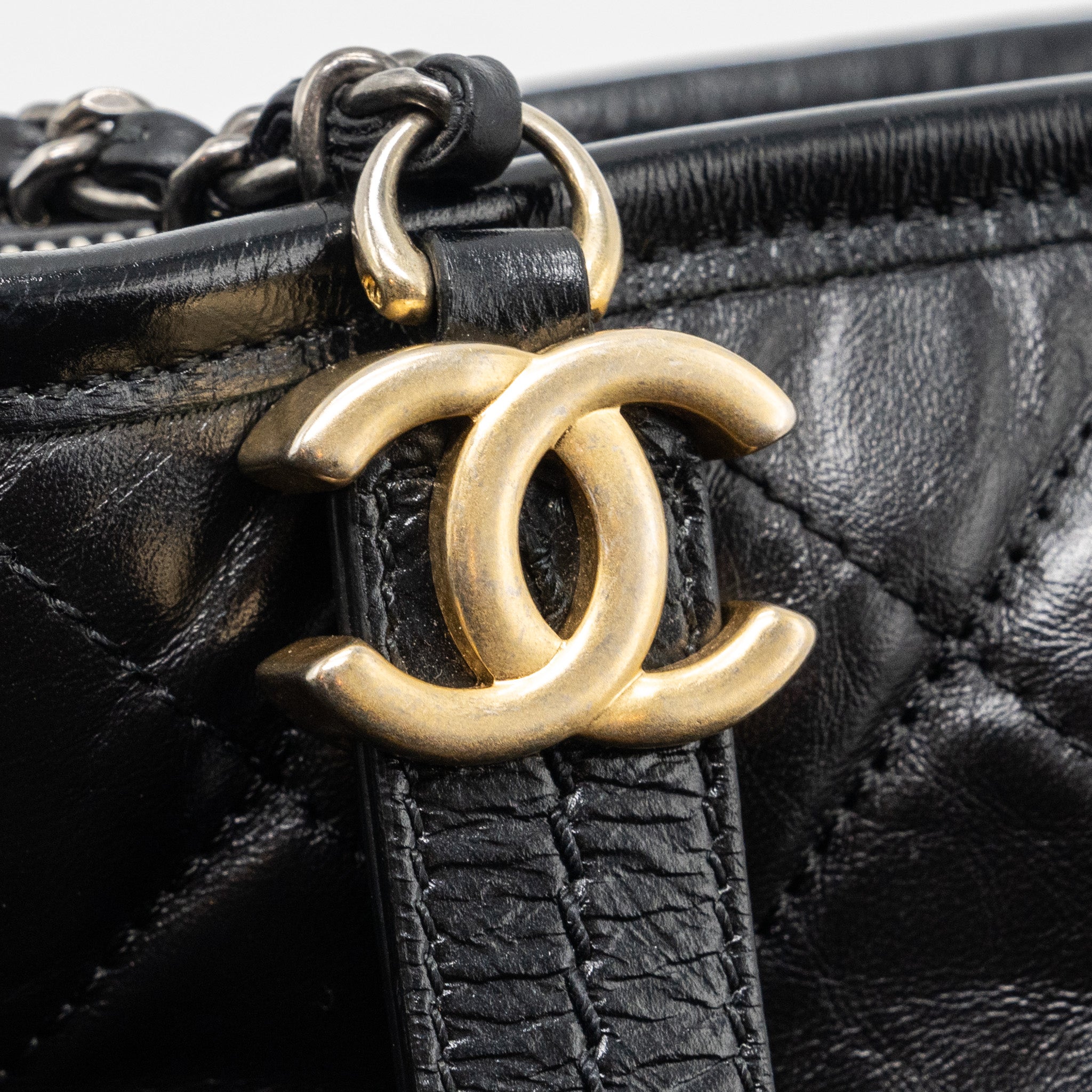 CHANEL SMALL GABRIELLE HOBO BAG AGED CALFSKIN BLACK MULTICOLOUR HARDWARE