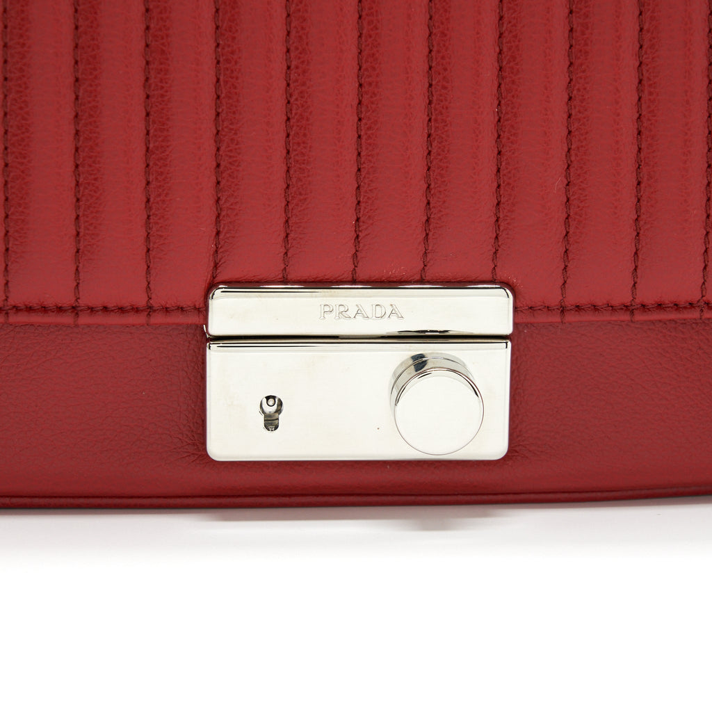 PRADA GLACÉ CROSSBODY BAG CALFSKIN RED SHW