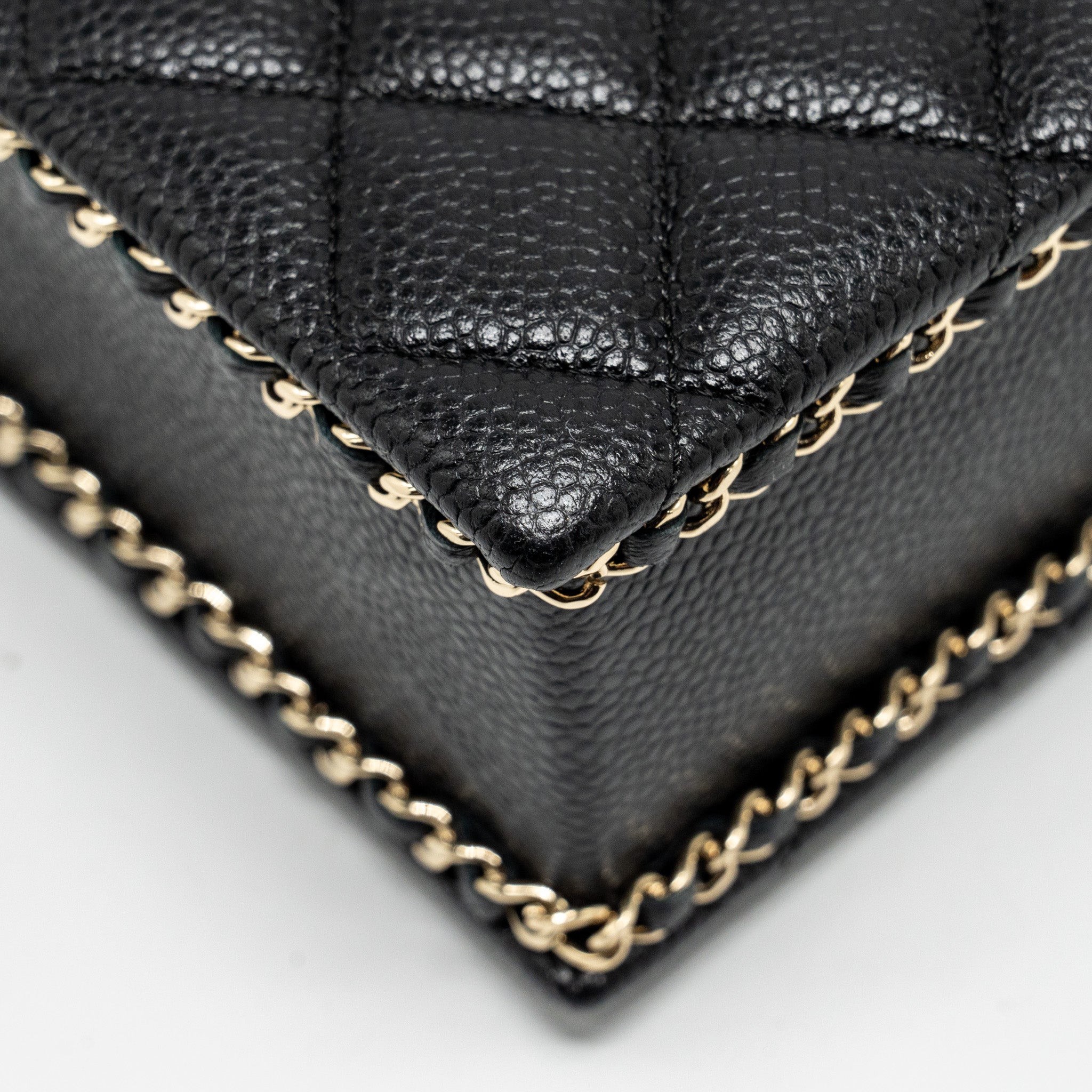 CHANEL QUILTED EVENING BOX BAG CAVIAR BLACK LGHW (MICROCHIP)