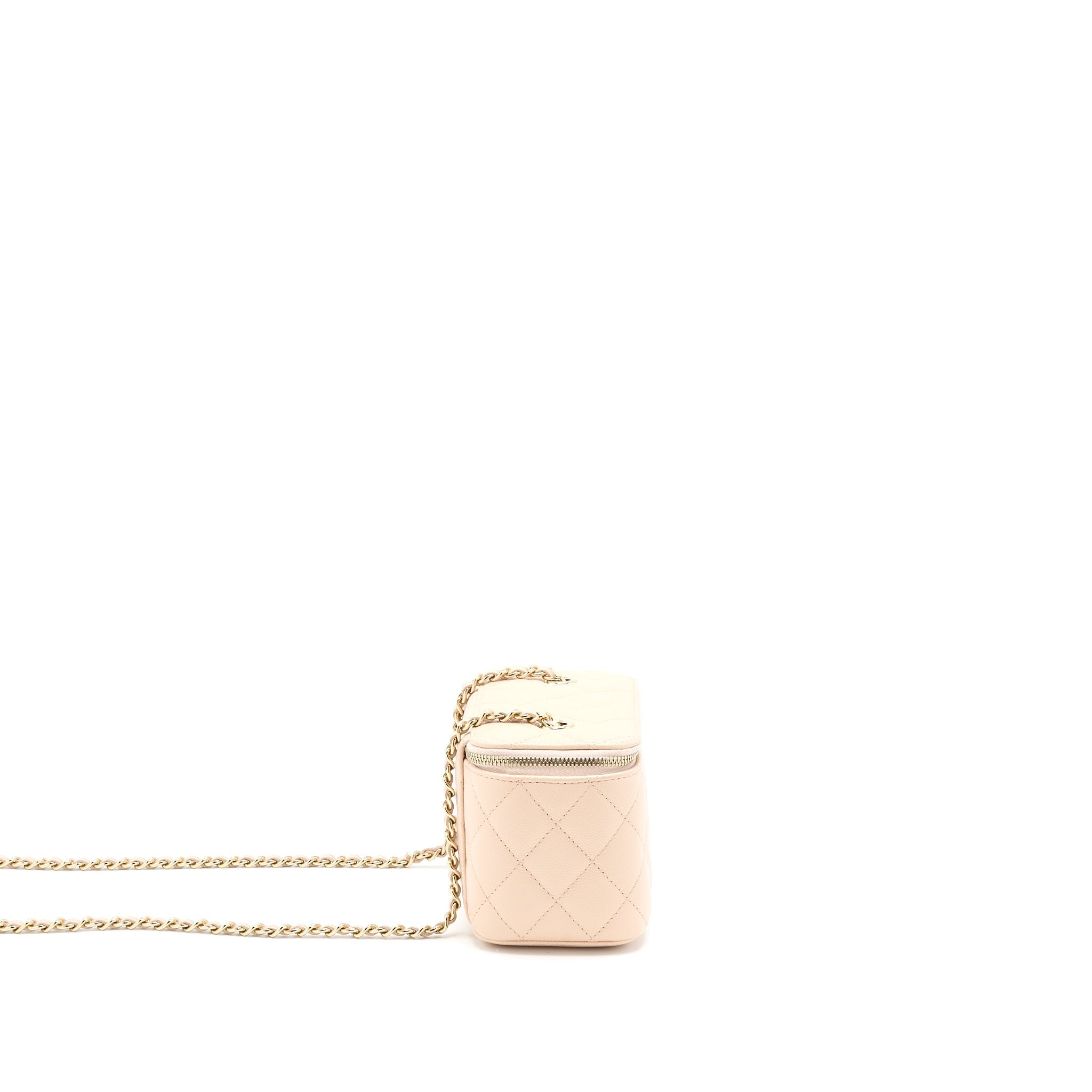 CHANEL LONG VANITY CASE CAVIAR LIGHT BEIGE LGHW