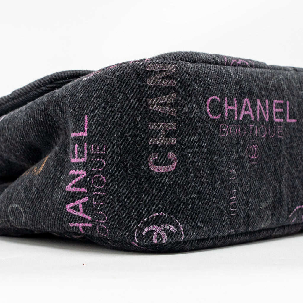 CHANEL LARGE MOOD FLAP BAG DENIM BLACK/MULTICOLOUR GHW (MICROCHIP)