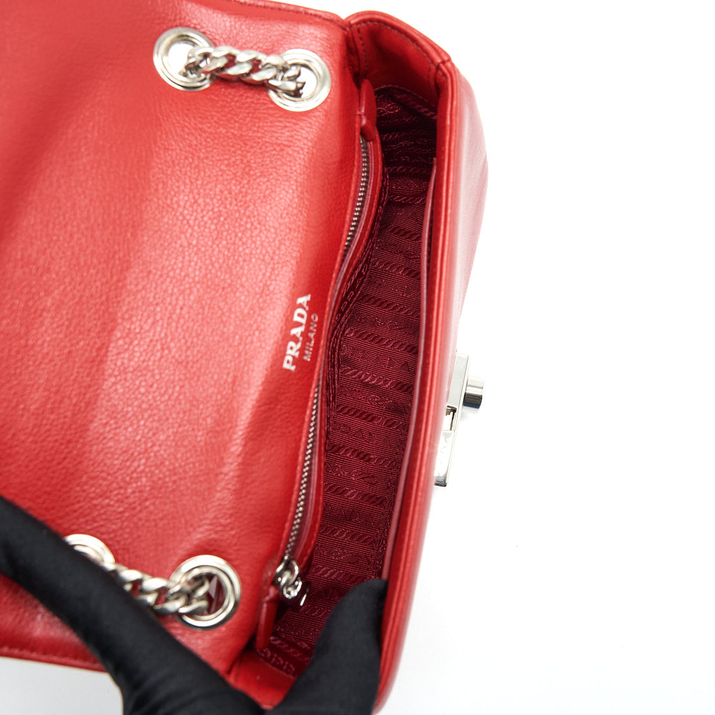 PRADA GLACÉ CROSSBODY BAG CALFSKIN RED SHW