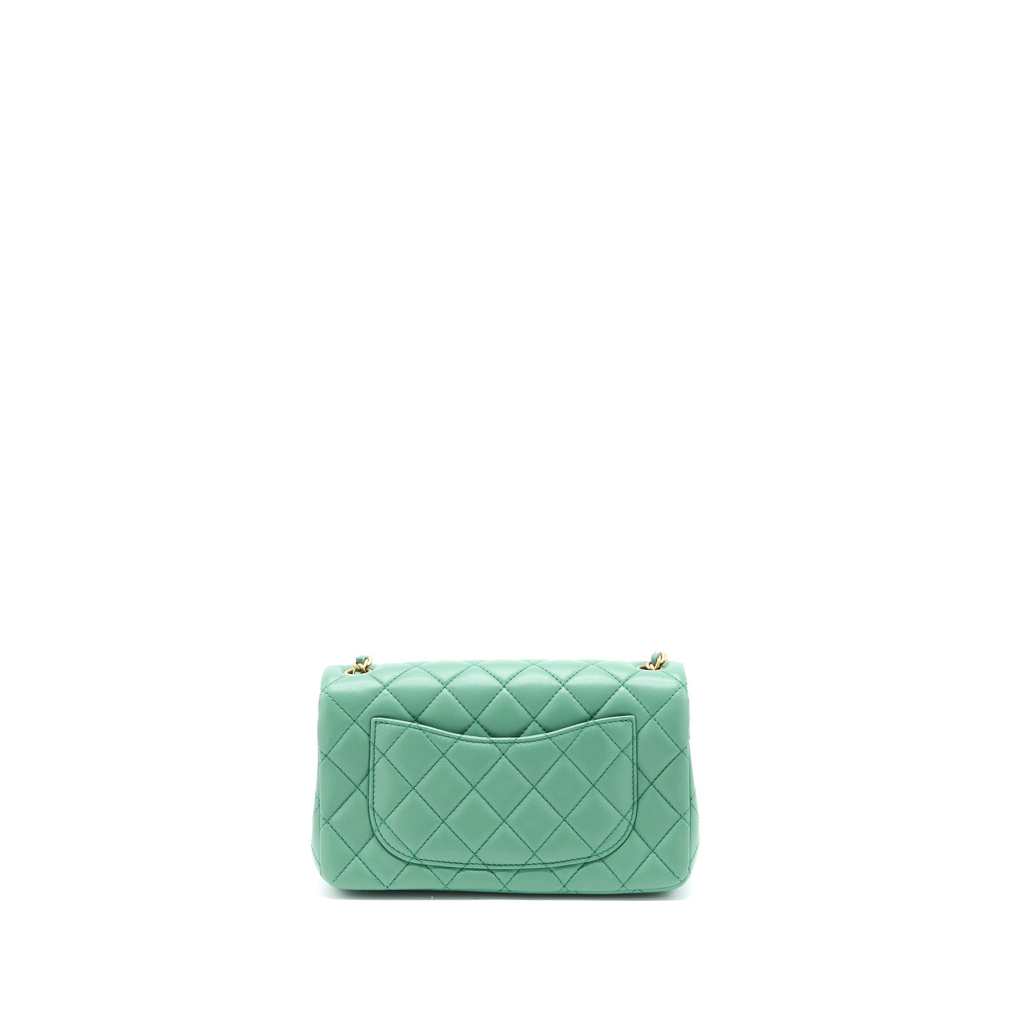 CHANEL PEARL CRUSH MINI RECTANGULAR FLAP BAG LAMBSKIN GREEN GHW (MICROCHIP)