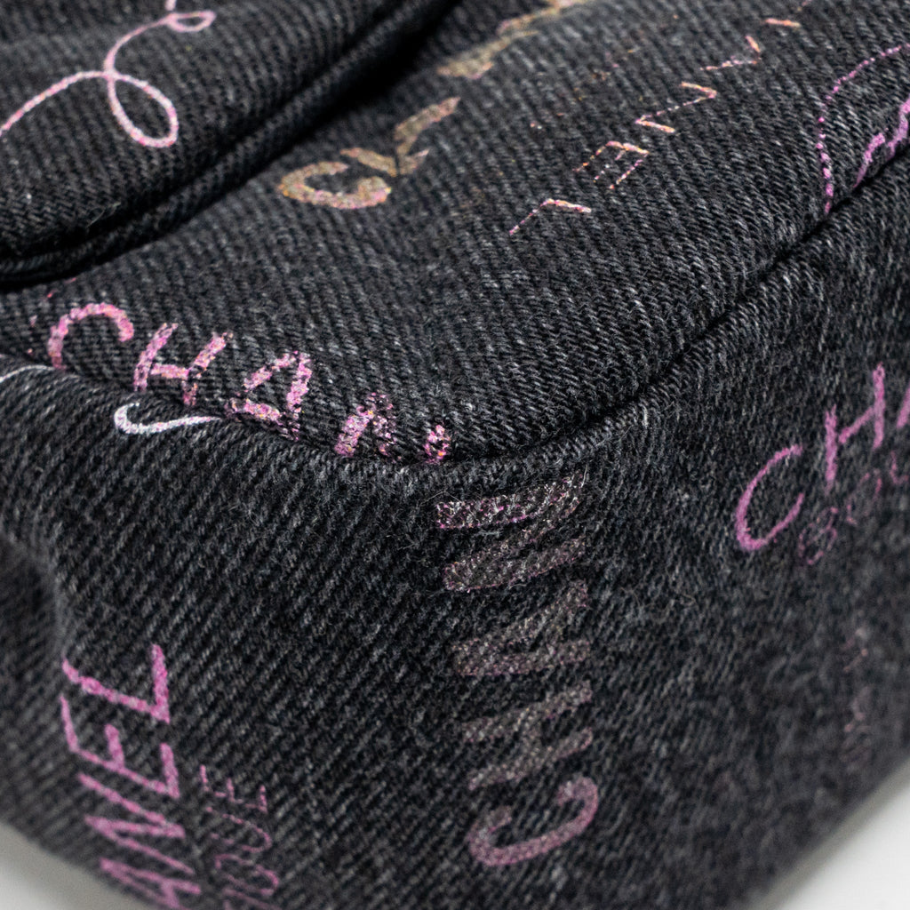 CHANEL LARGE MOOD FLAP BAG DENIM BLACK/MULTICOLOUR GHW (MICROCHIP)