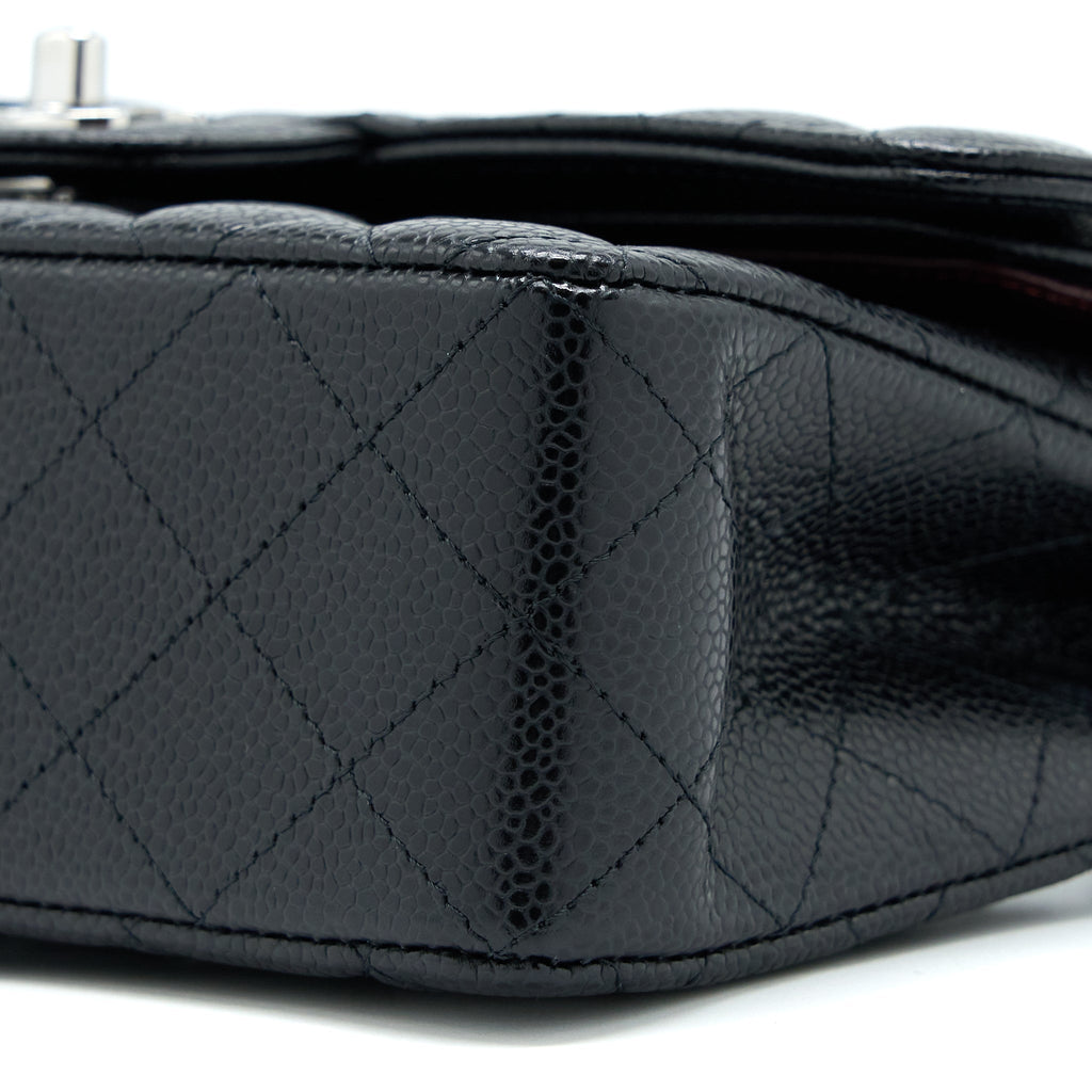 CHANEL SMALL CLASSIC DOUBLE FLAP BAG CAVIAR BLACK SHW(MICROCHIP)