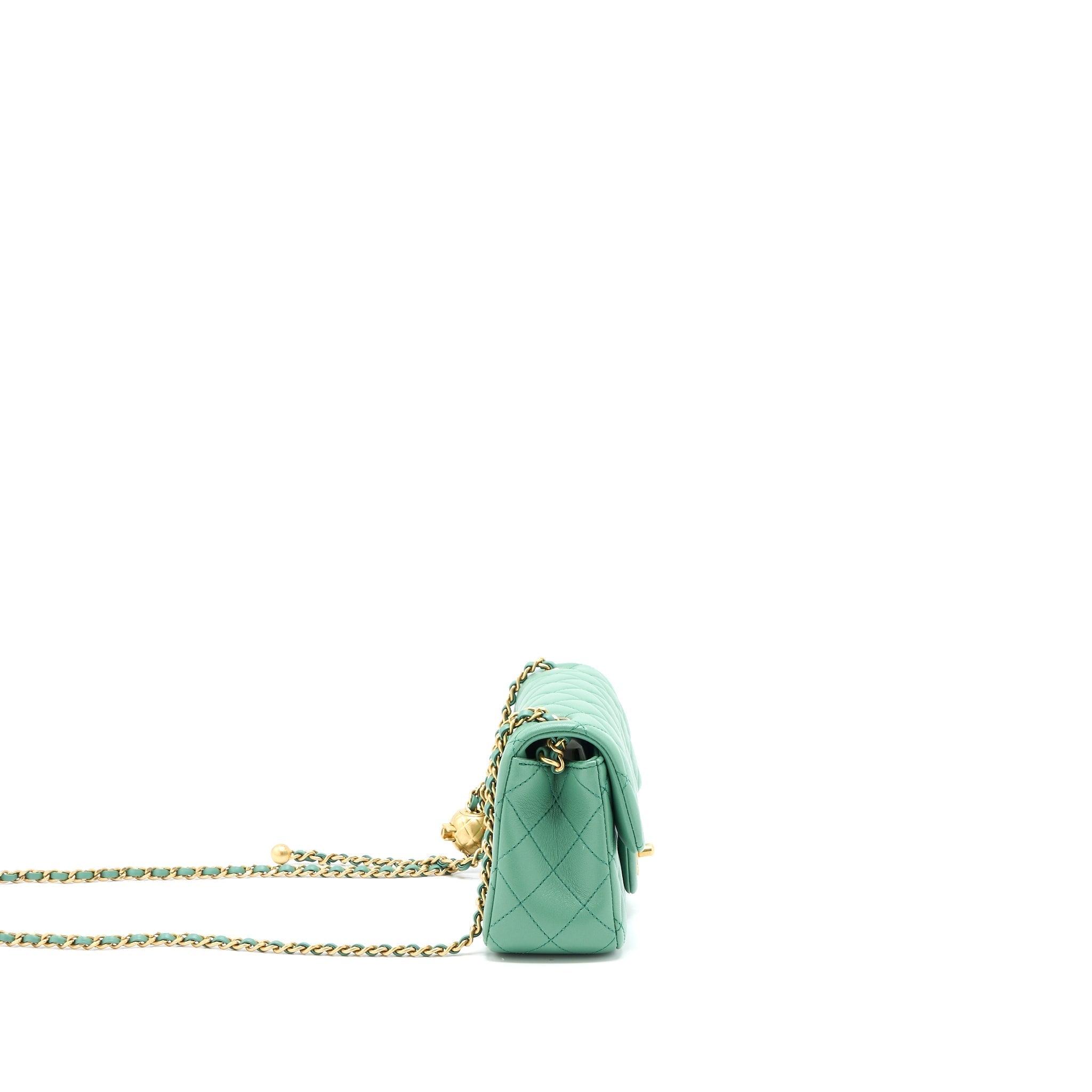 CHANEL PEARL CRUSH MINI RECTANGULAR FLAP BAG LAMBSKIN GREEN GHW (MICROCHIP)