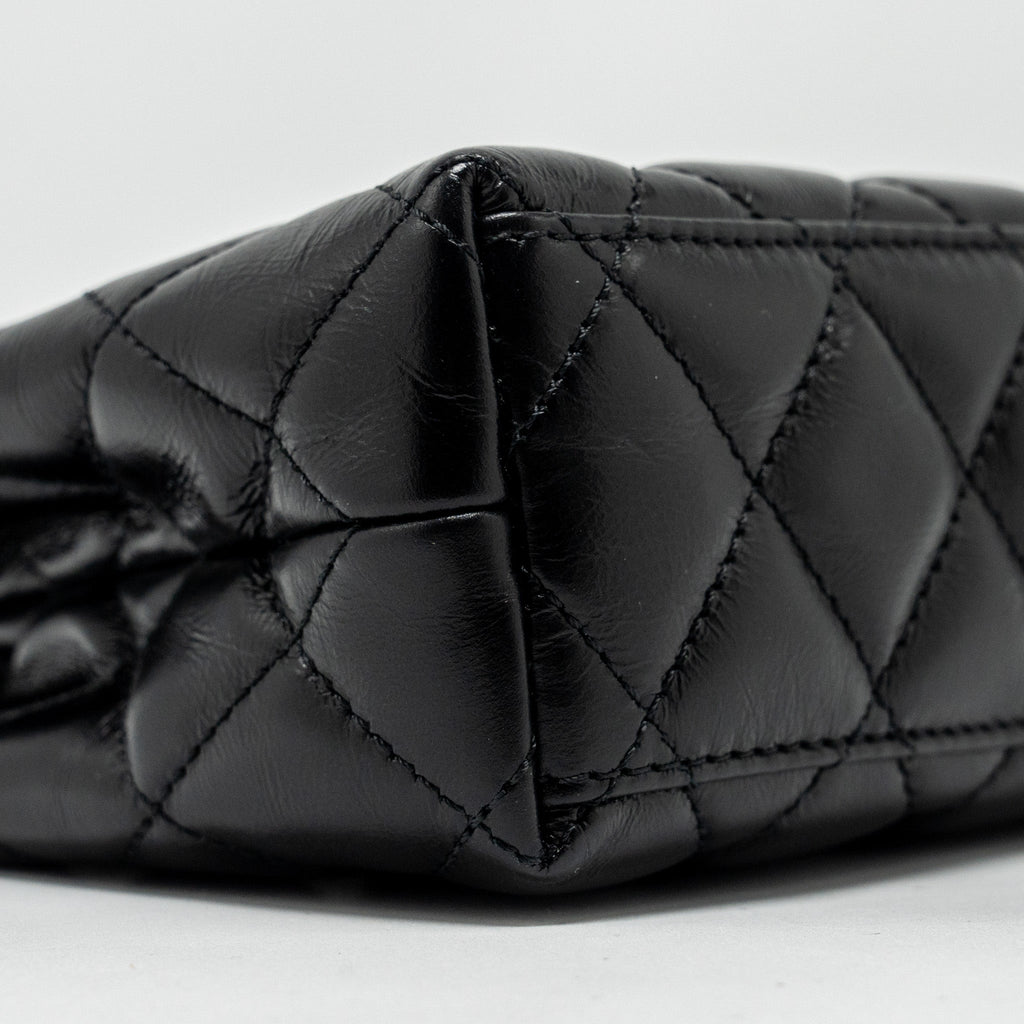 CHANEL MINI KELLY SHOPPING TOTE BAG CALFSKIN BLACK GHW (MICROCHIP)