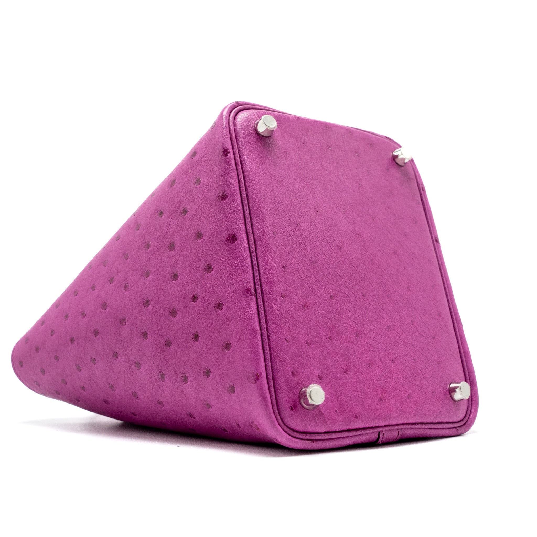 HERMES PICOTIN 18 LOCK BAG OSTRICH L3 ROSE POURPRE FUCHSIA SHW