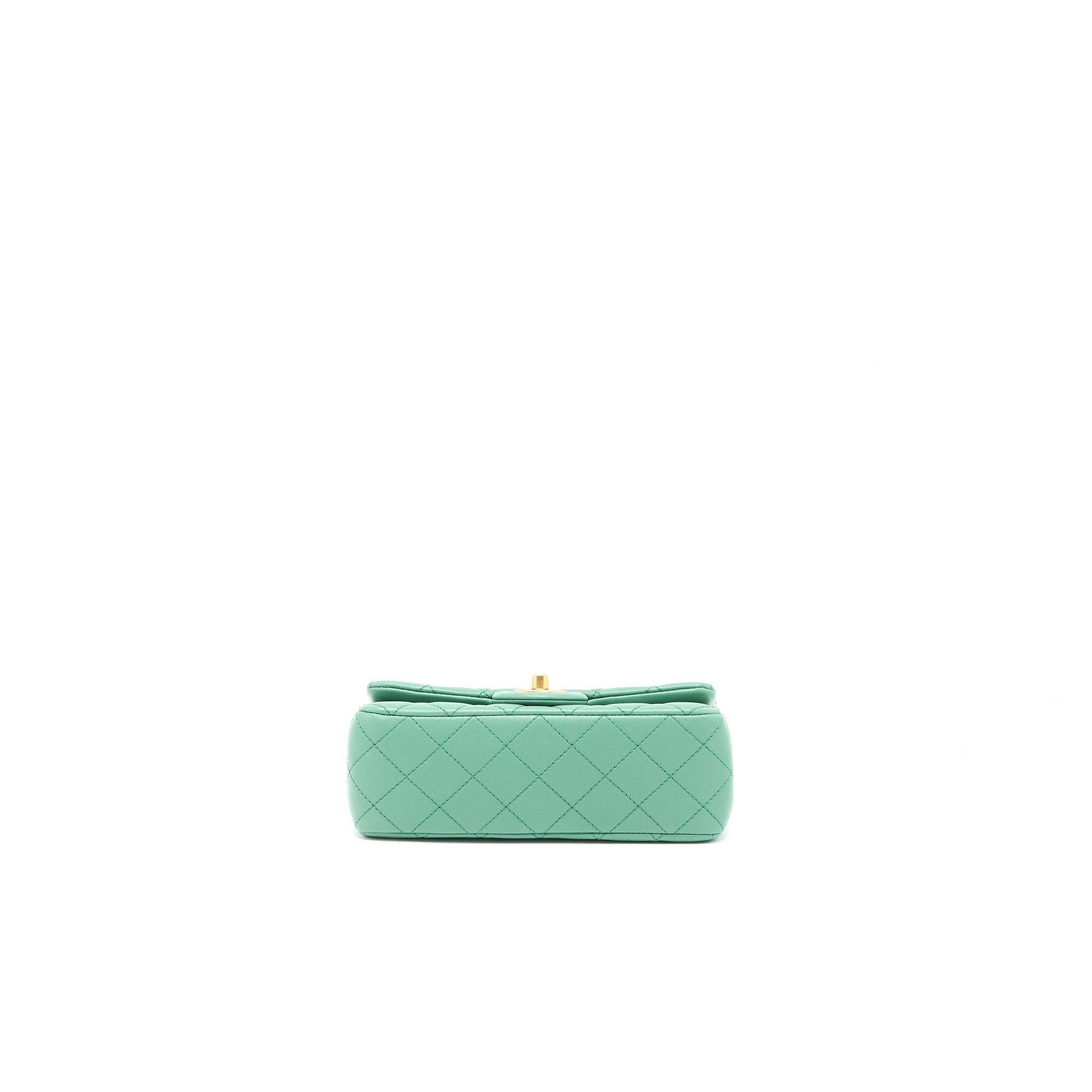 CHANEL PEARL CRUSH MINI RECTANGULAR FLAP BAG LAMBSKIN GREEN GHW (MICROCHIP)