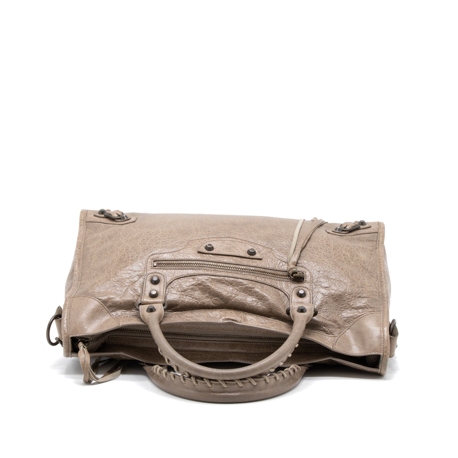 BALENCIAGA CLASSIC CITY BAG LIGHT BROWN RUTHENIUM HARDWARE