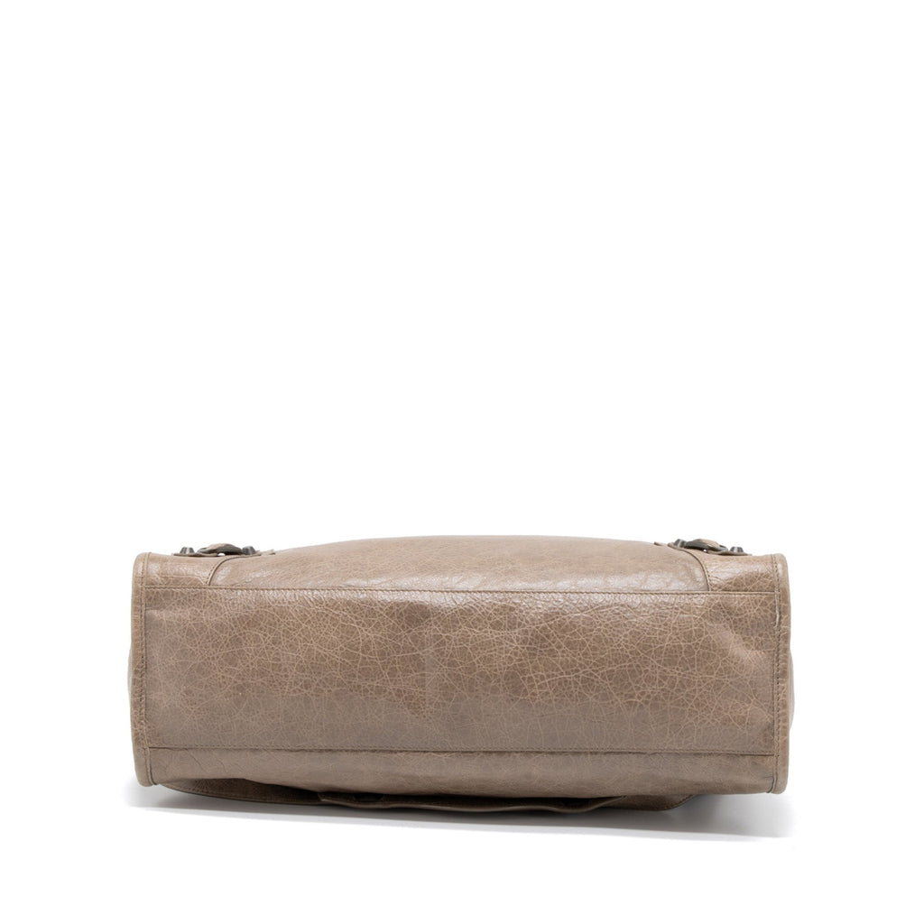 BALENCIAGA CLASSIC CITY BAG LIGHT BROWN RUTHENIUM HARDWARE