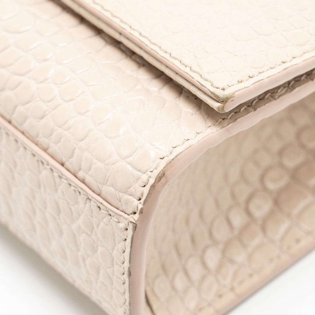 SAINT LAURENT/YSL KATE BAG CROC-EMBOSSED CALFSKIN BEIGE SHW