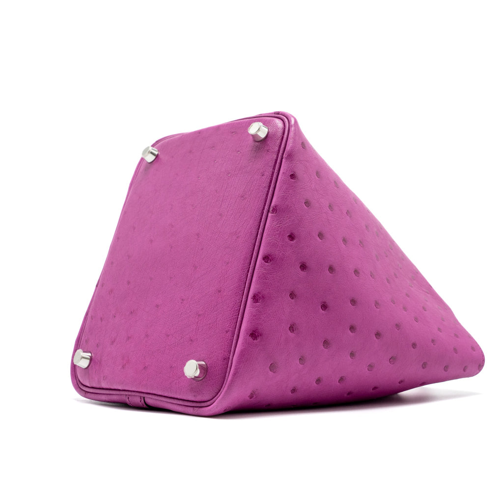HERMES PICOTIN 18 LOCK BAG OSTRICH L3 ROSE POURPRE FUCHSIA SHW